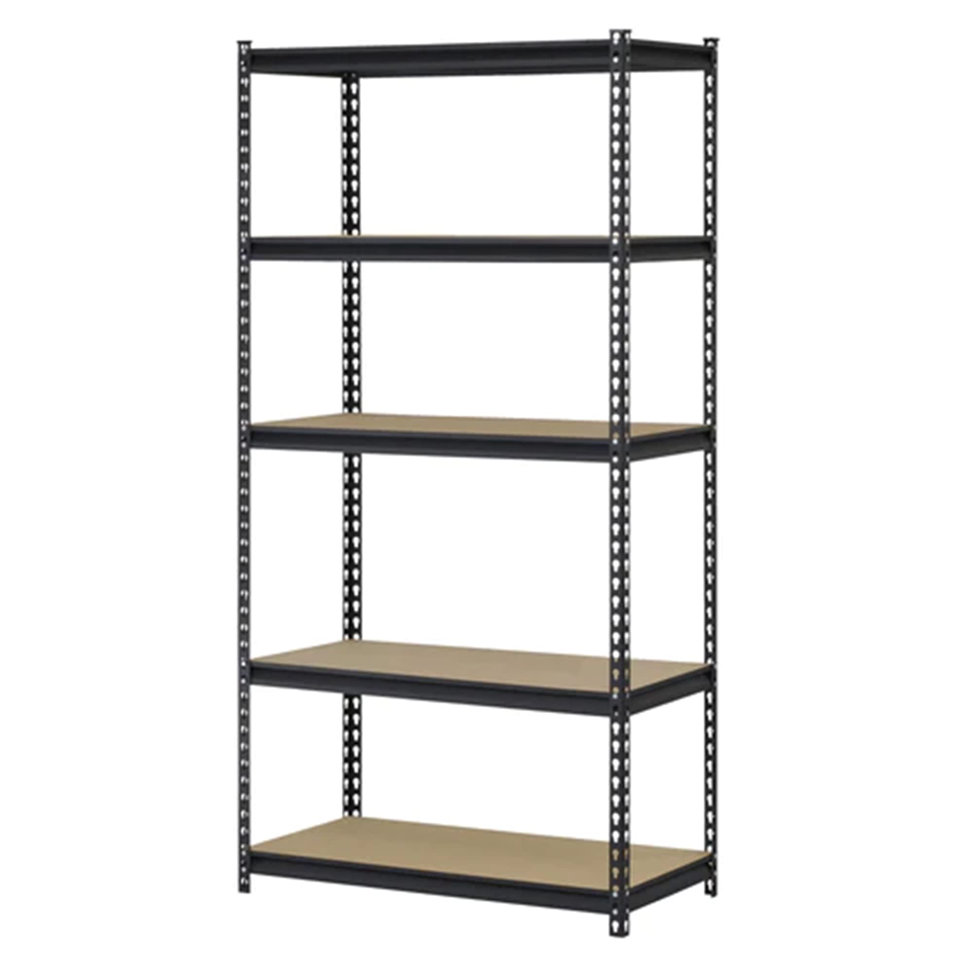 Juggernaut Storage Indoor Outdoor 72 Inch 5 Tier Steel Utility Shelving Unit with Adjustable Shelves for Warehouse, Laundry Room, and Garage, Black