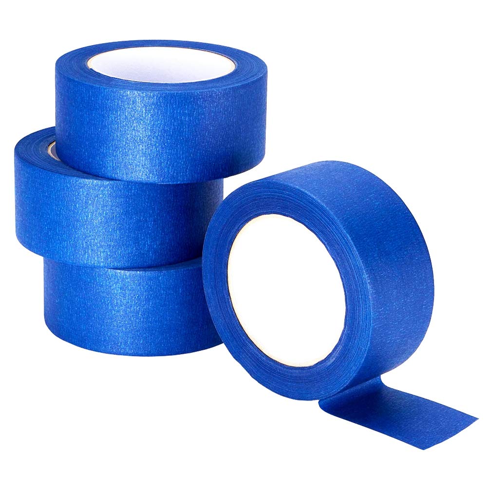 Lichamp Blue Painters Tape 2 inches Wide, Bulk 4 Pack Original Blue Masking Tape, 1.95 inch x 55 Yards x 4 Rolls (220 Total Yards)