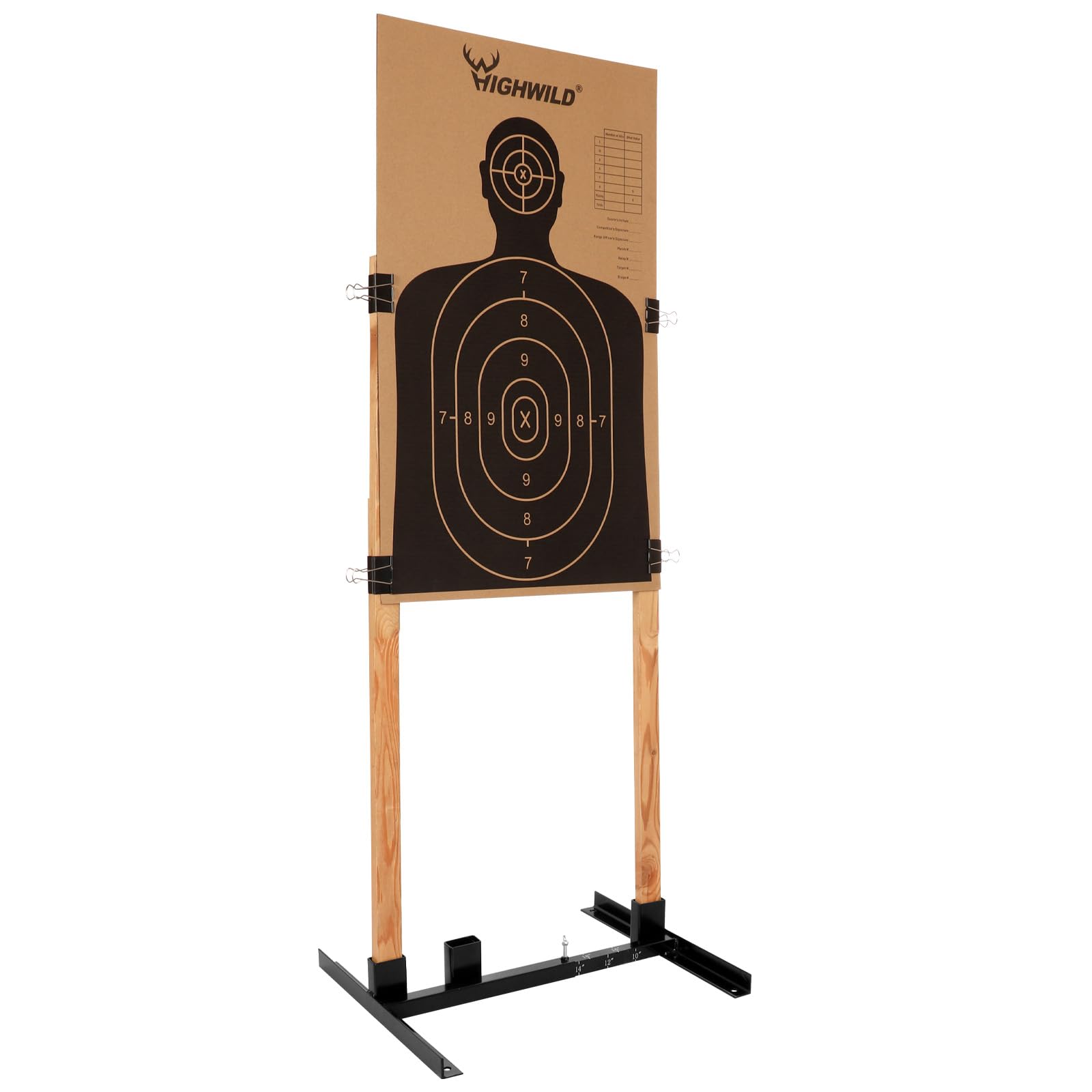 Highwild Adjustable Target Stand Base for Paper Shooting Targets Cardboard Silhouette – H Shape – USPSA/IPSC – IDPA Practice – Upgraded Version (1