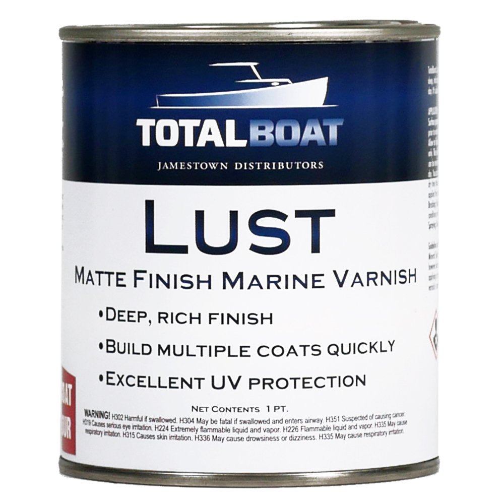 TotalBoat Lust Marine Varnish, High Gloss and Matte Finish for Wood, Boats, Outdoor Furniture (Matte, Pint)