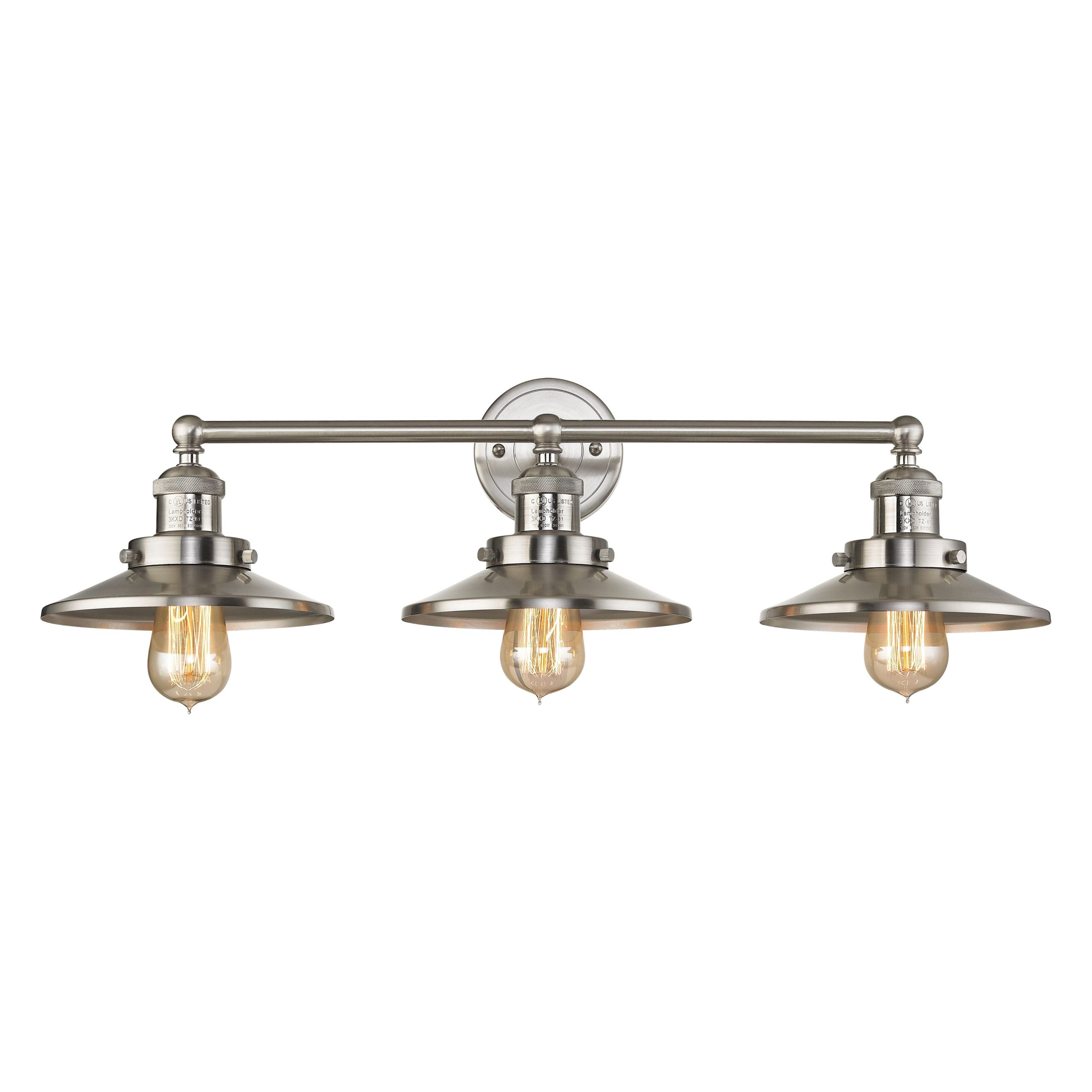 ELK SHOWROOM 67172/3 English Pub 28” Wide 3-Light Vanity Light – Satin Nickel