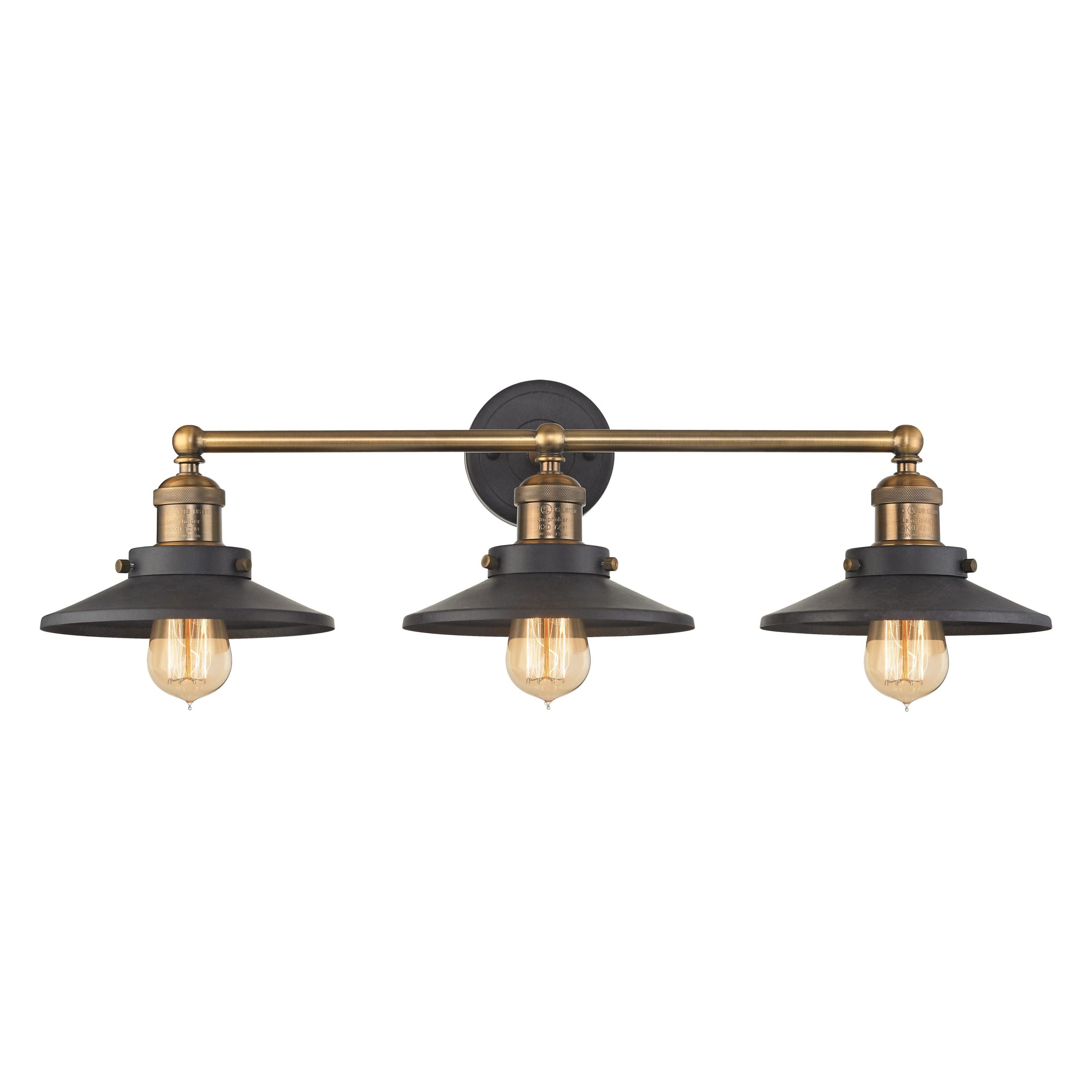 ELK SHOWROOM 67182/3 English Pub 28” Wide 3-Light Vanity Light – Antique Brass