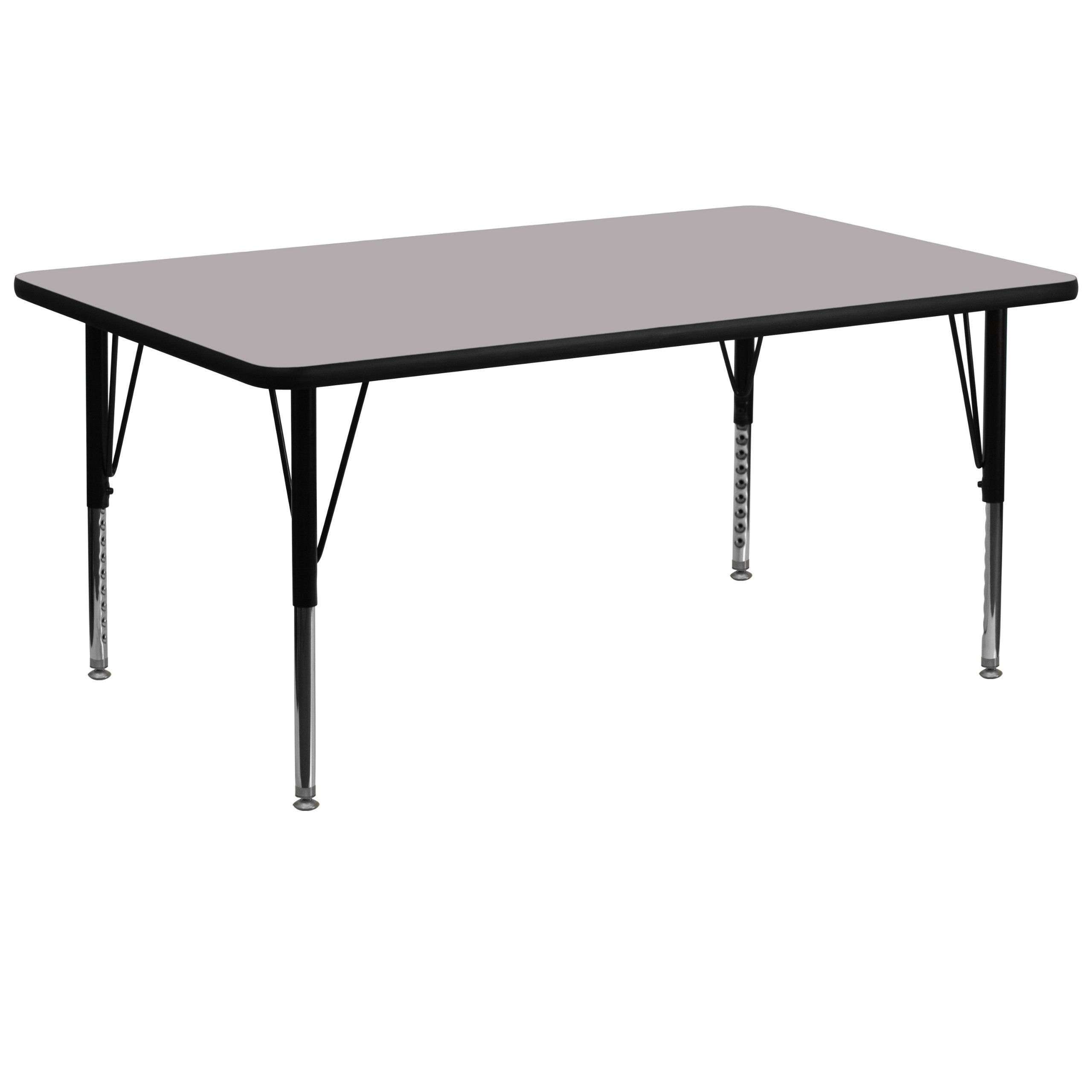 Flash Furniture 30”W x 72”L Rectangular Grey Thermal Laminate Activity Table – Height Adjustable Short Legs