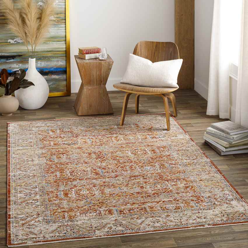 Harlan Traditional Burgundy Area Rug