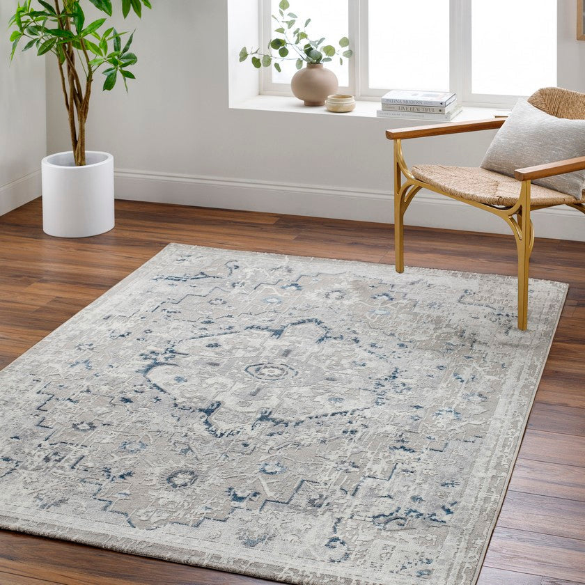 Shawnte Traditional Dark Blue Area Rug