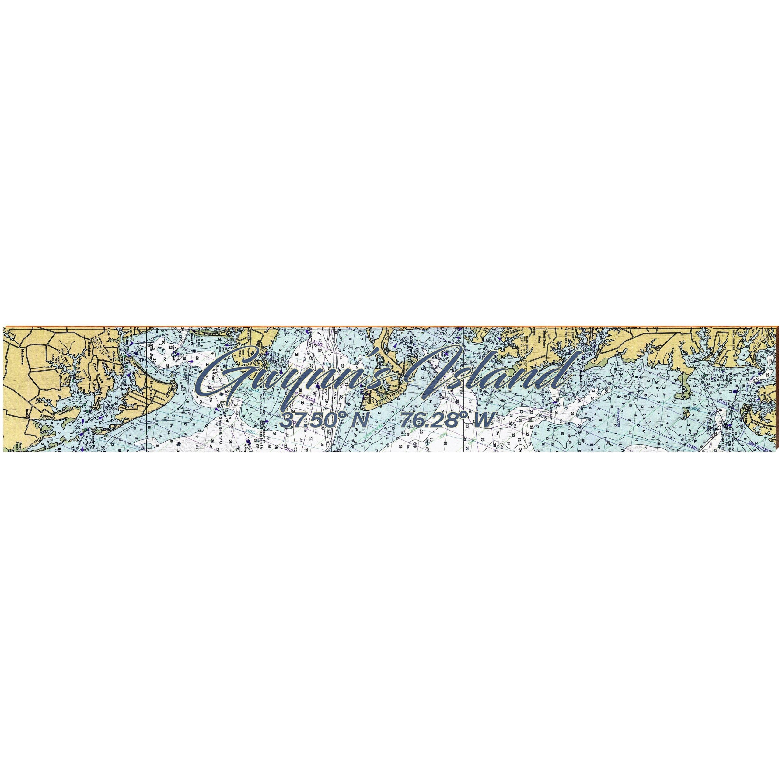 Gwynn’s Island NOAA Chart Map | Wall Art Print on Real Wood