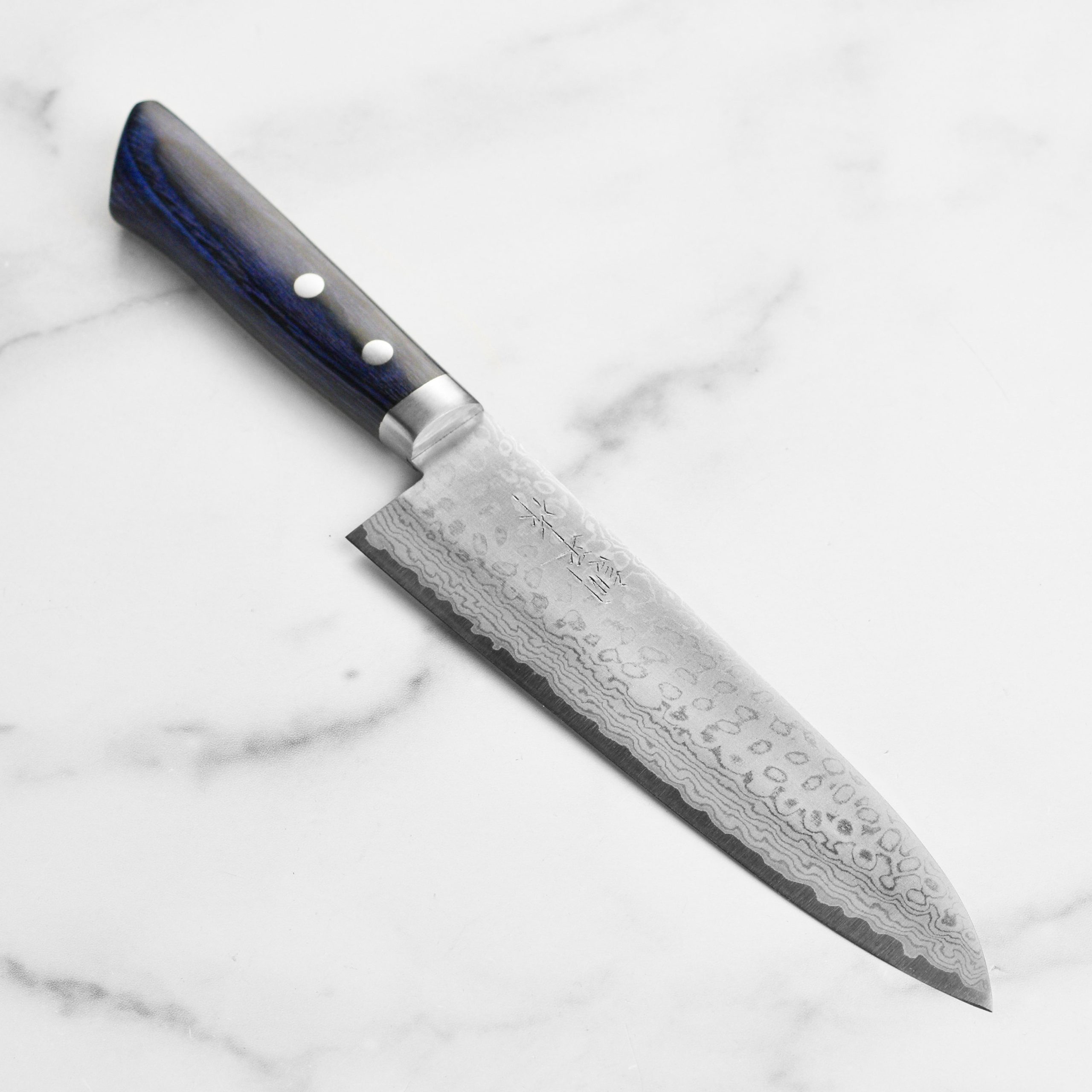 Masutani VG10 Damascus 7″ Gyuto, Blue Handle