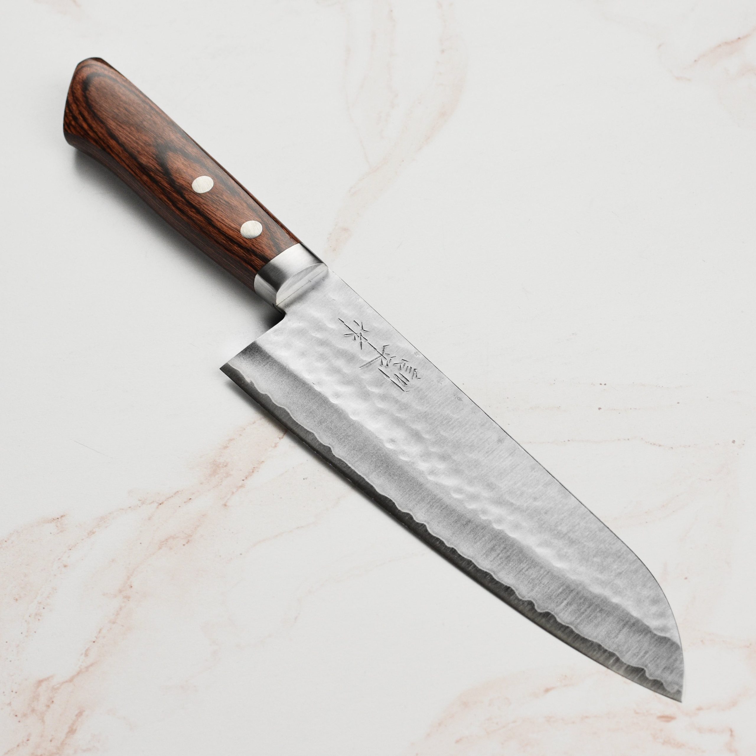 Masutani VG1 Hammered 7″ Gyuto, Brown Handle