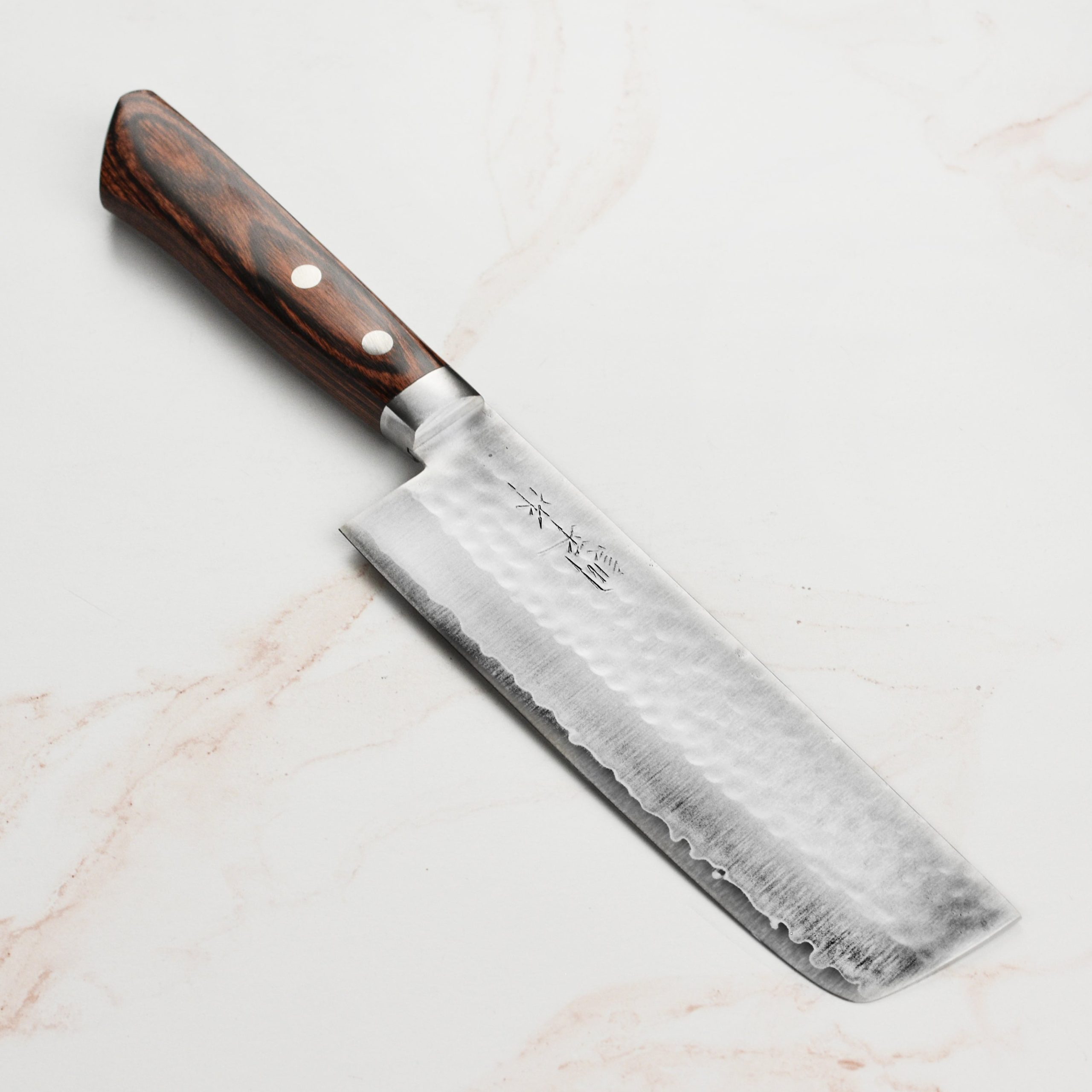 Masutani VG1 Hammered 6.7″ Nakiri, Brown Handle