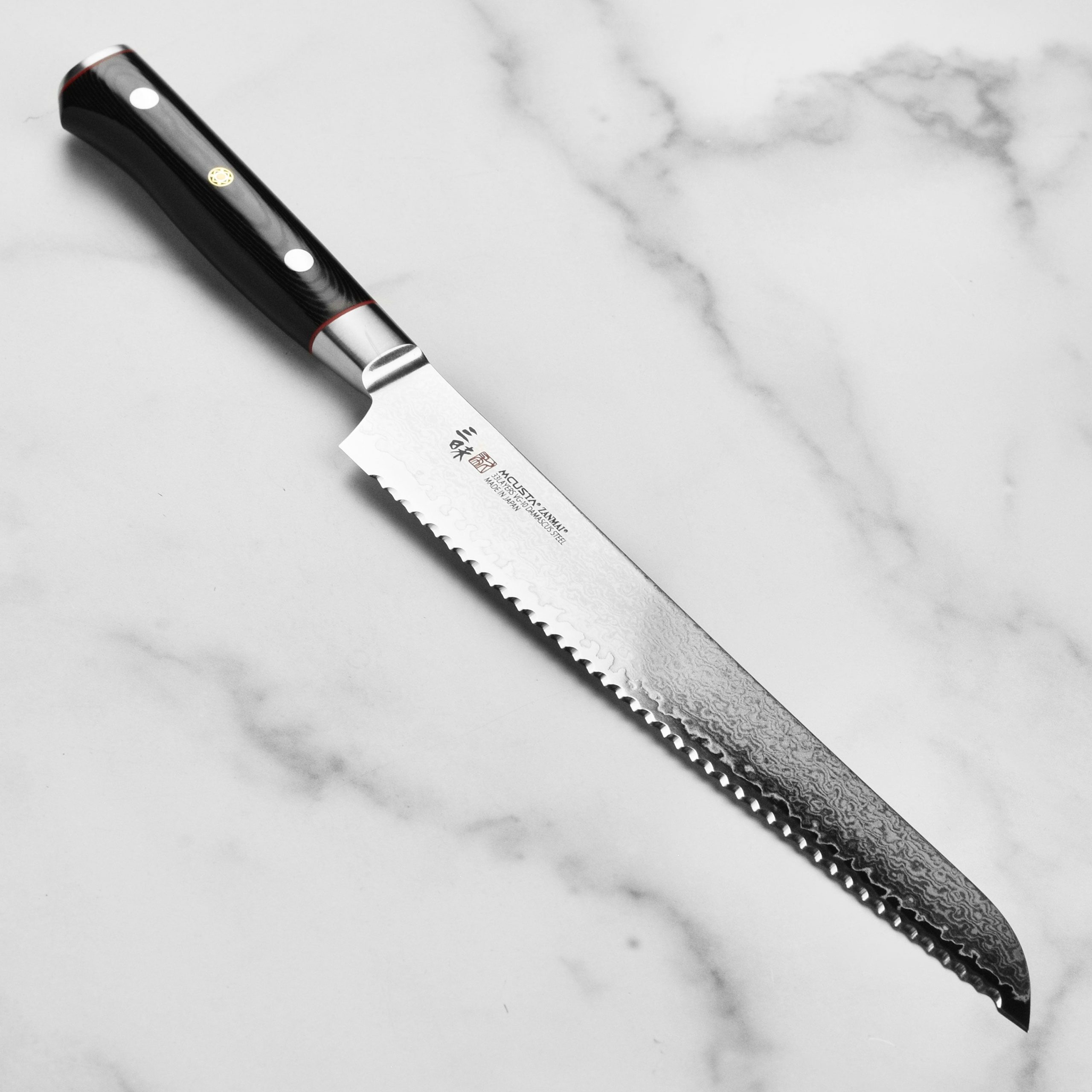 Zanmai Classic Pro Zebra Damascus 9″ Bread Knife