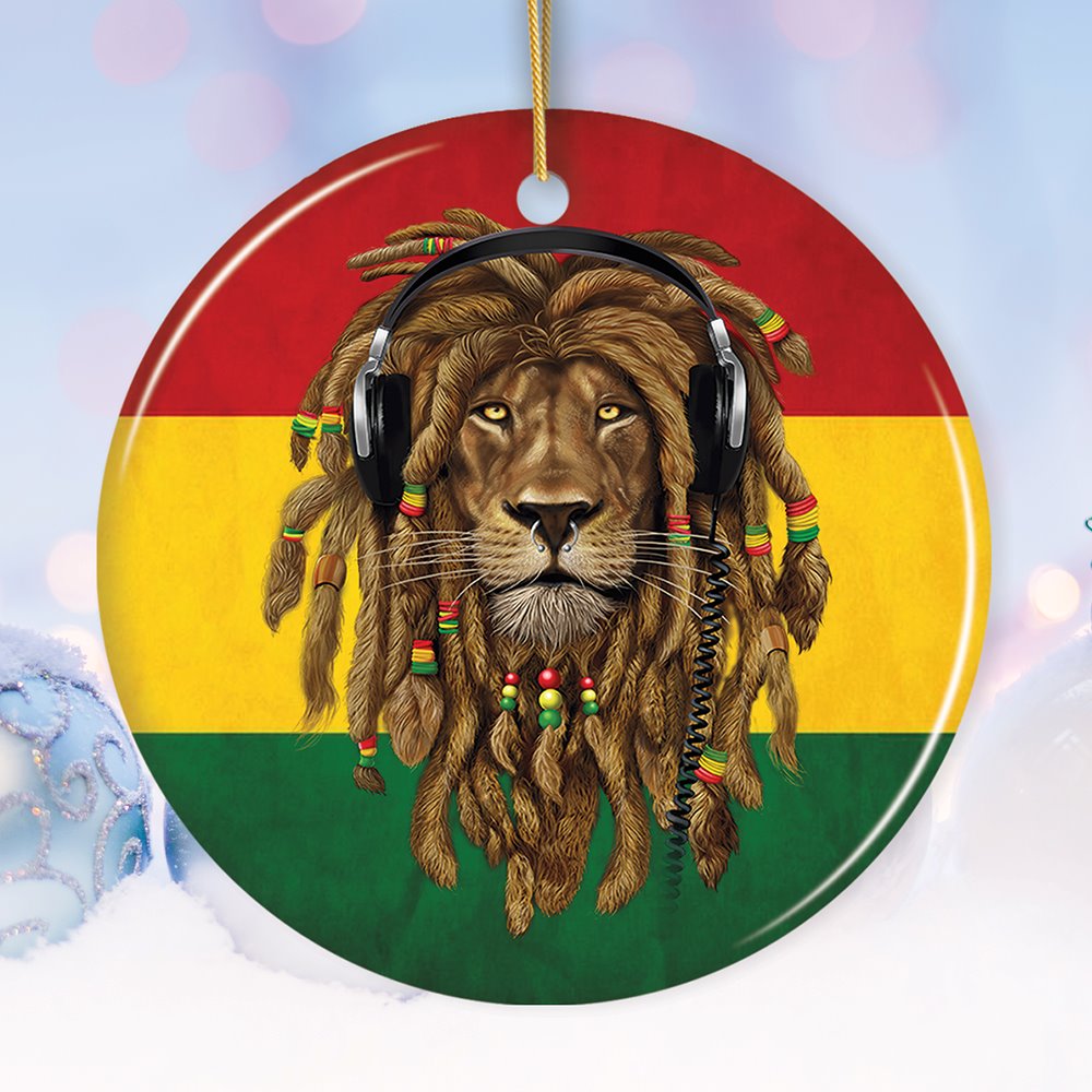 Reggae Lion Ornament, Jamaican Christmas Decoration, Reggae Music Flag