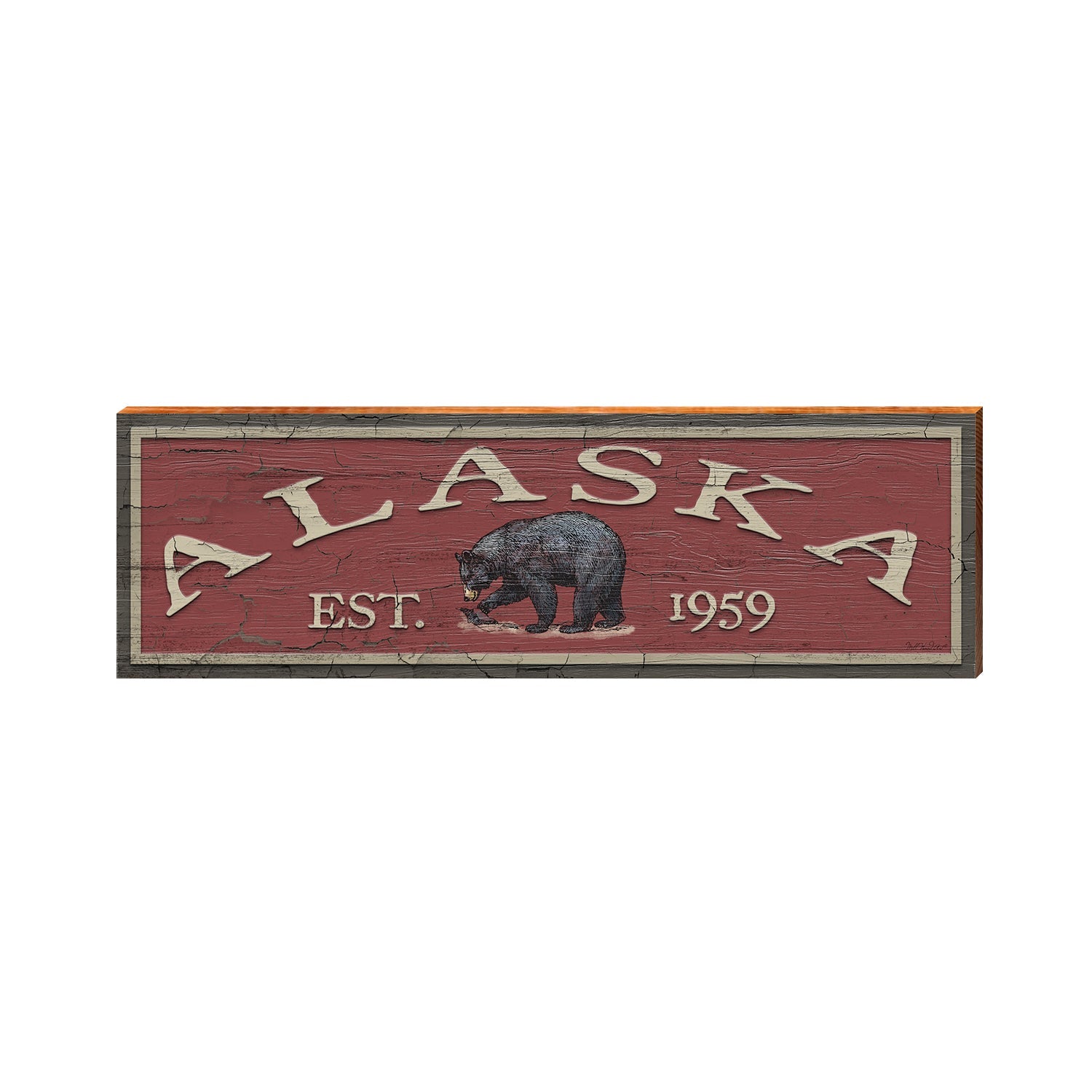 Alaska Bear Wooden Sign | Wall Art Print on Real Wood