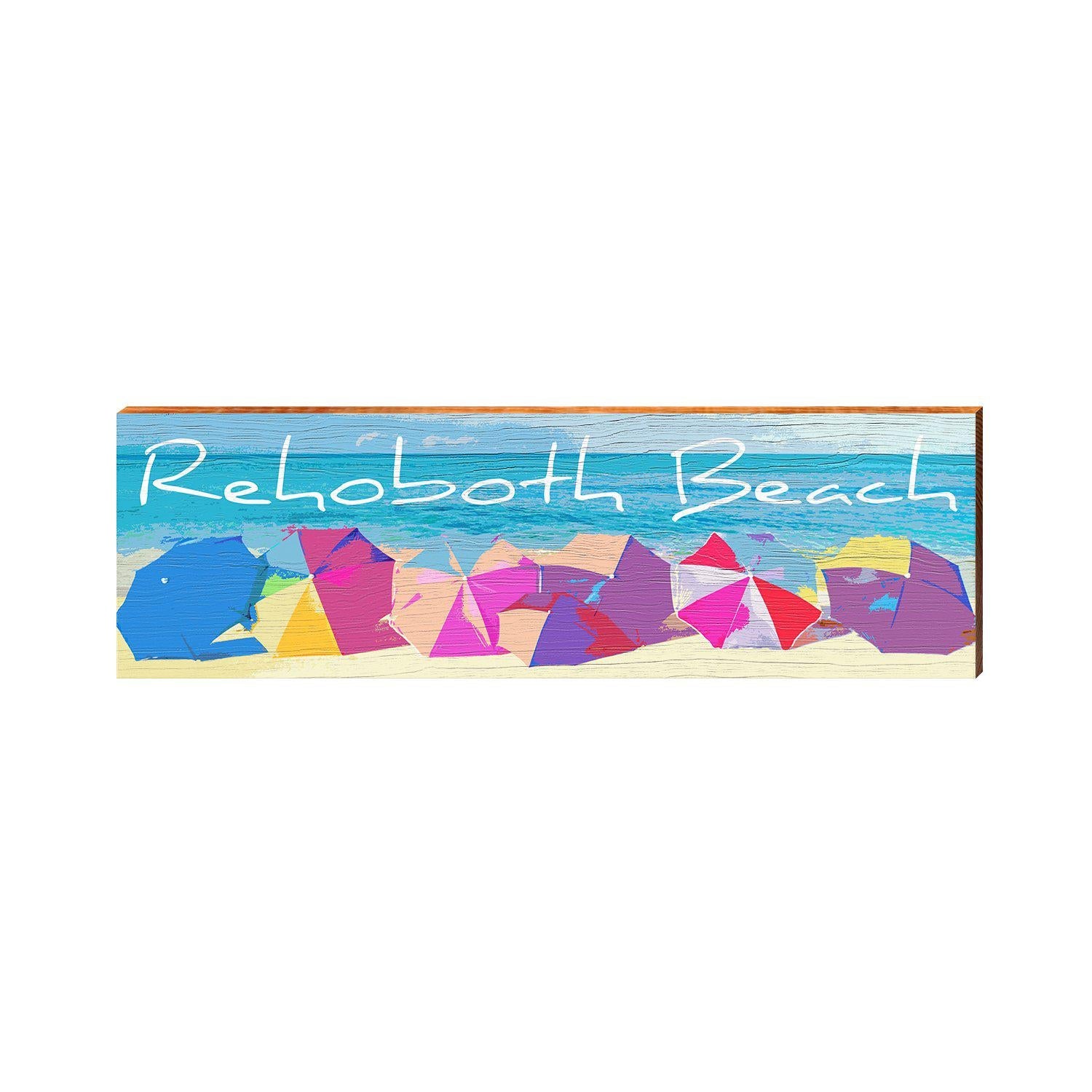 Rehoboth Beach Colorful Umbrellas | Wall Art Print on Real Wood