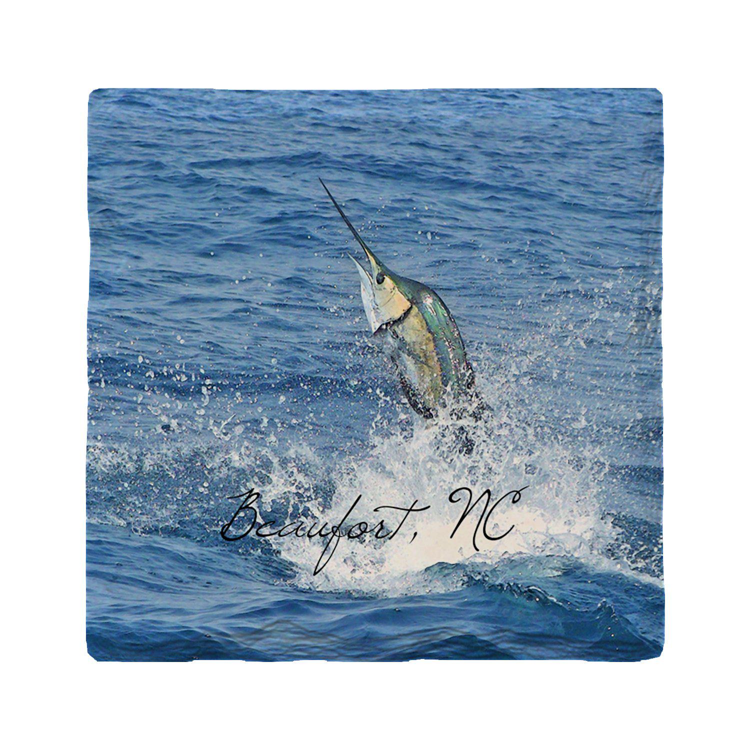 Beaufort, NC Marlin Out of Water Drinking Coaster Set