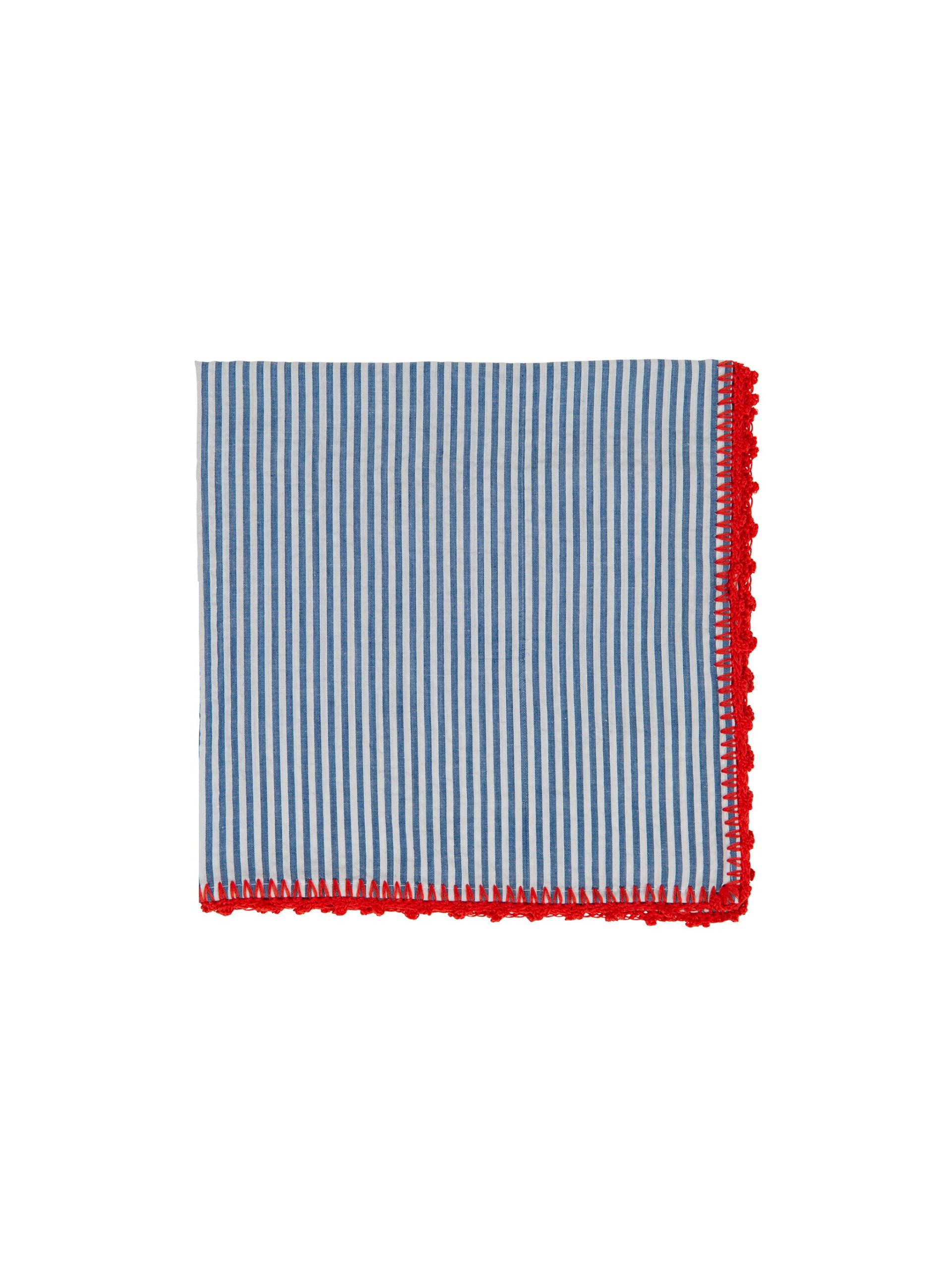 Kim Seybert Navy and Red Seersucker Napkin Set