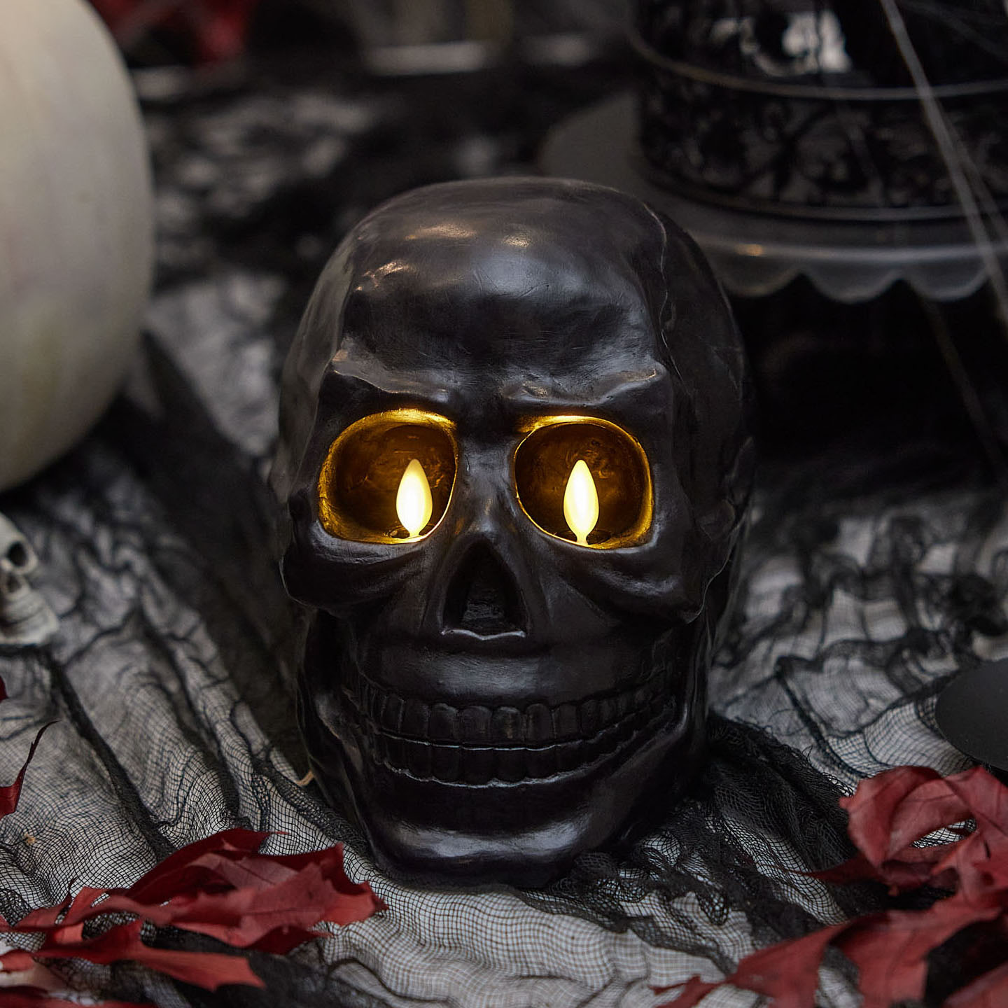 Black Large Flameless Candle Skull