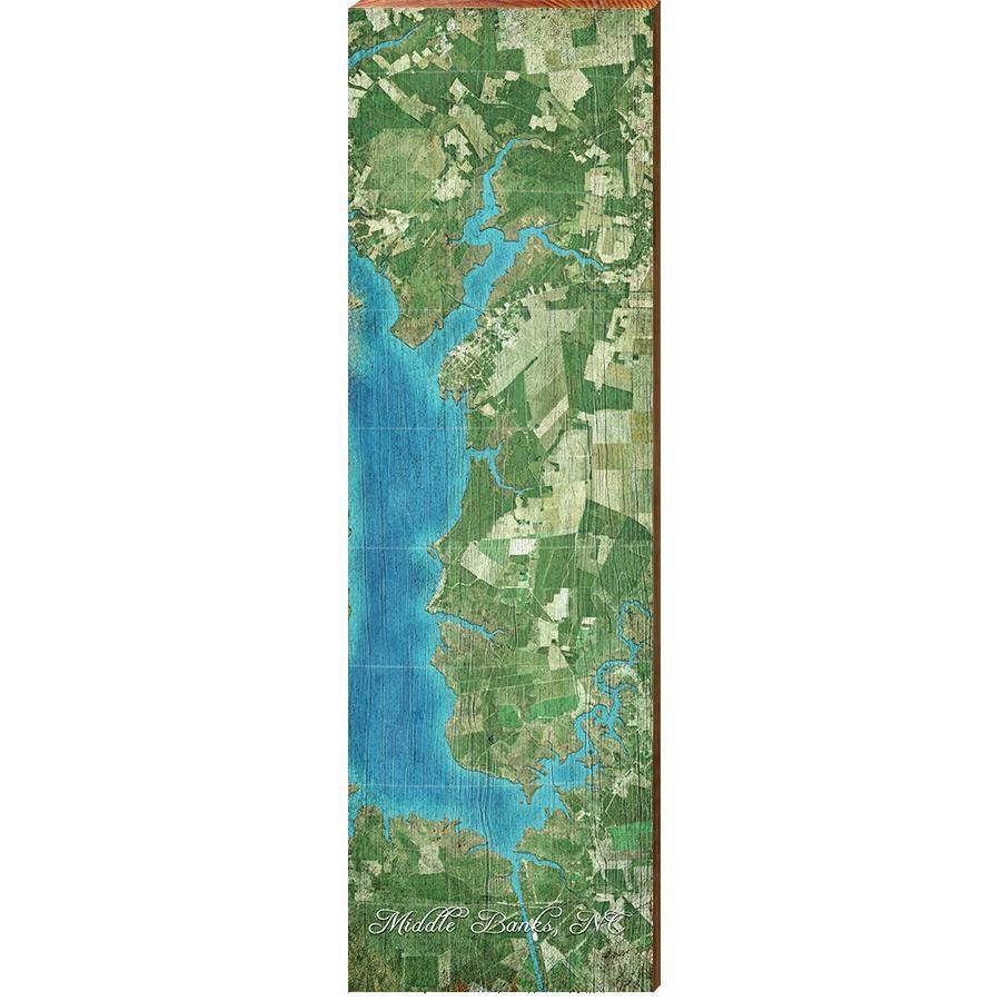 Middle Banks, NC Map Home Decor Art Print on Real Wood