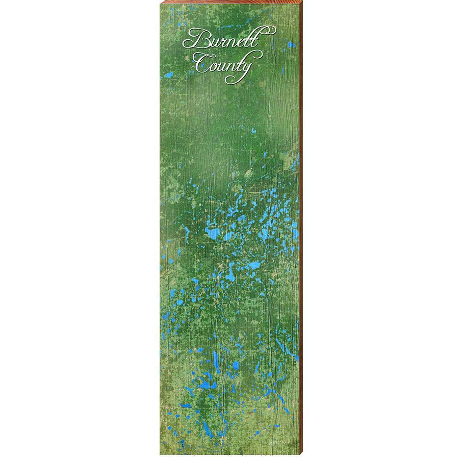 Burnett County, Wisconsin Map Wooden Sign | Wall Art Print on Real Wood