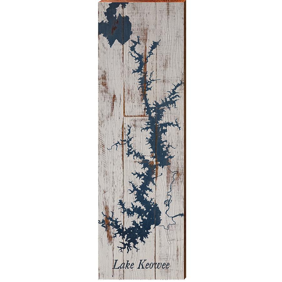 Lake Keowee, South Carolina Map Wooden Sign | Wall Art Print on Real Wood