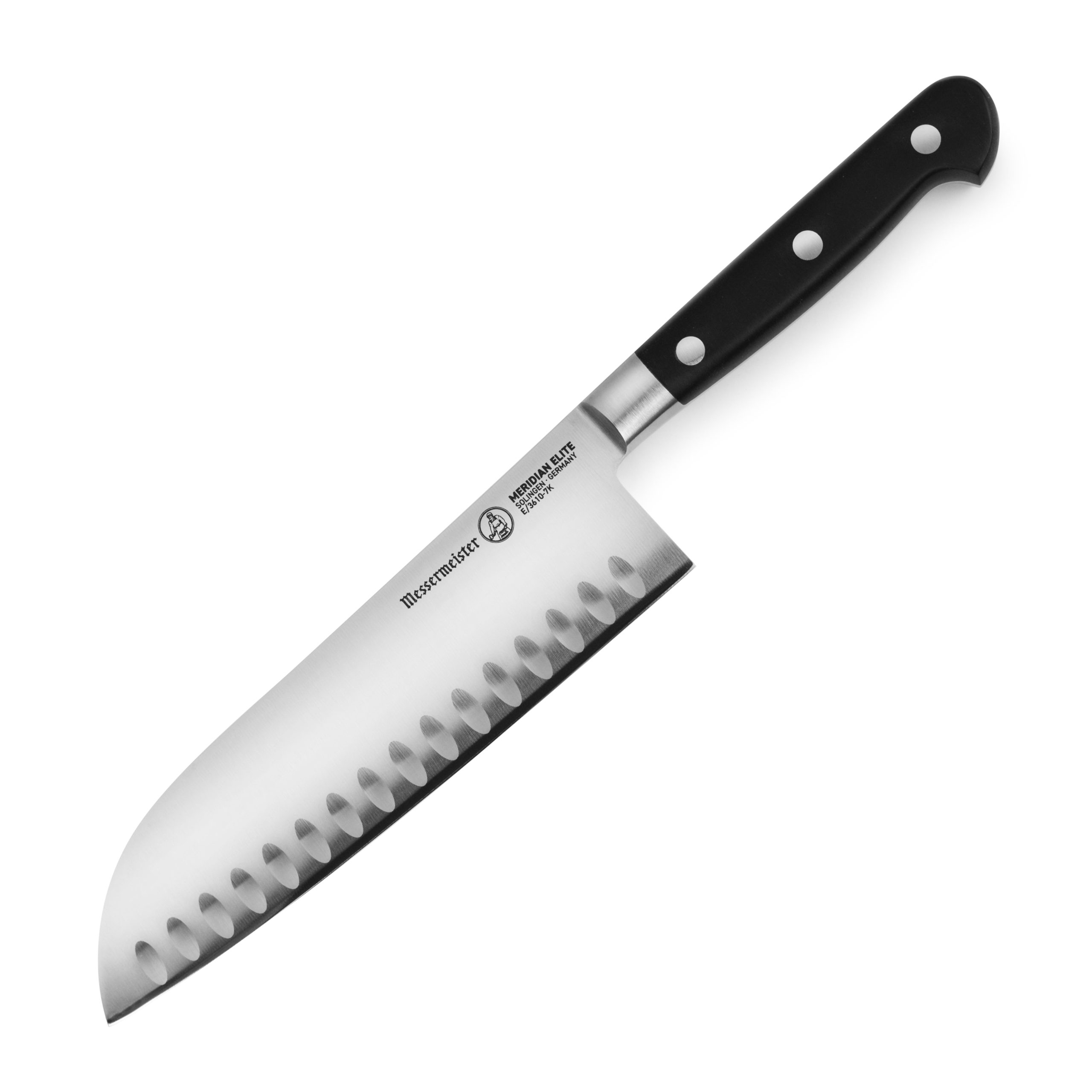 Messermeister Meridian Elite 7″ Hollow Edge Santoku Knife