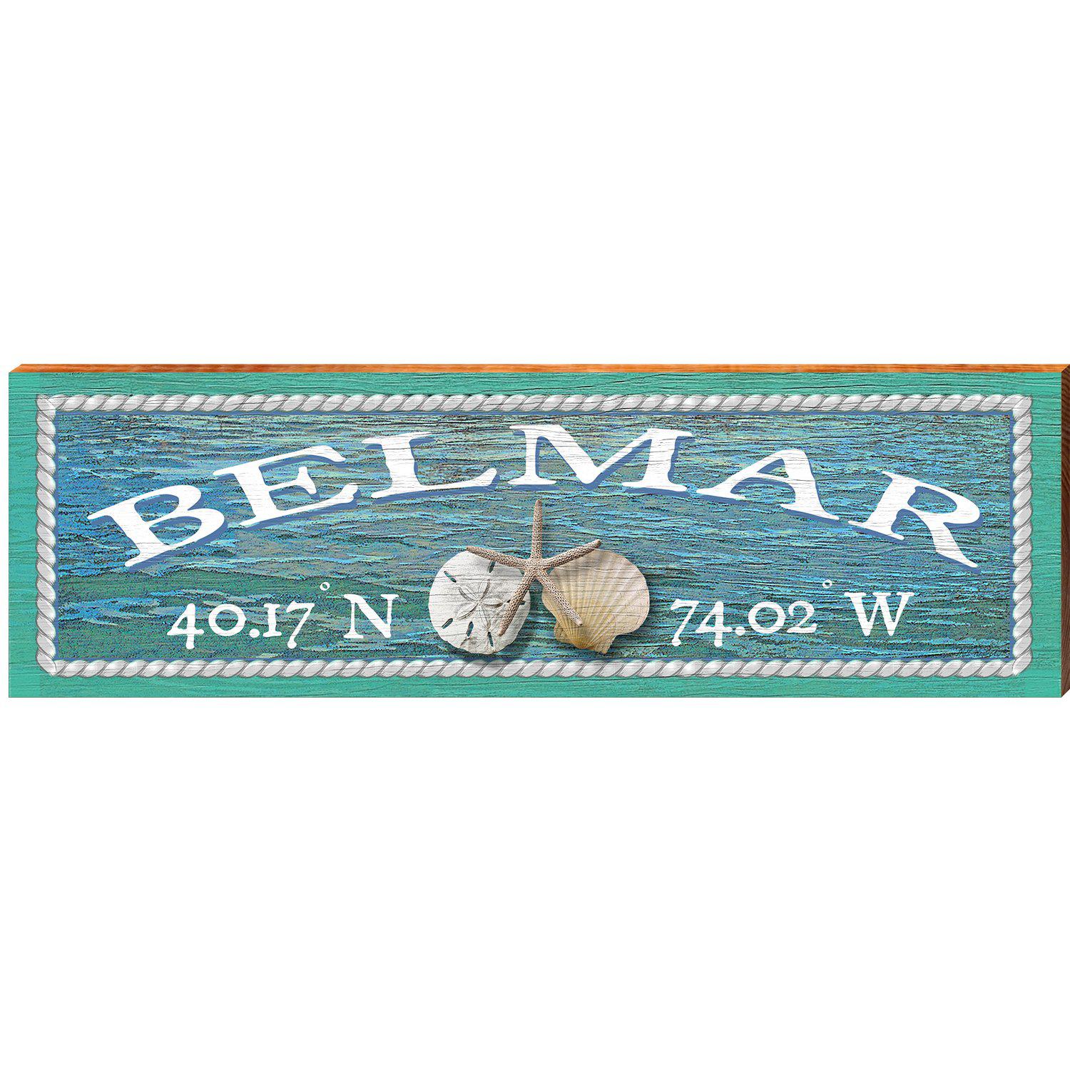 Belmar Triple Shells Water Latitude Longitude | Wall Art Print on Real Wood