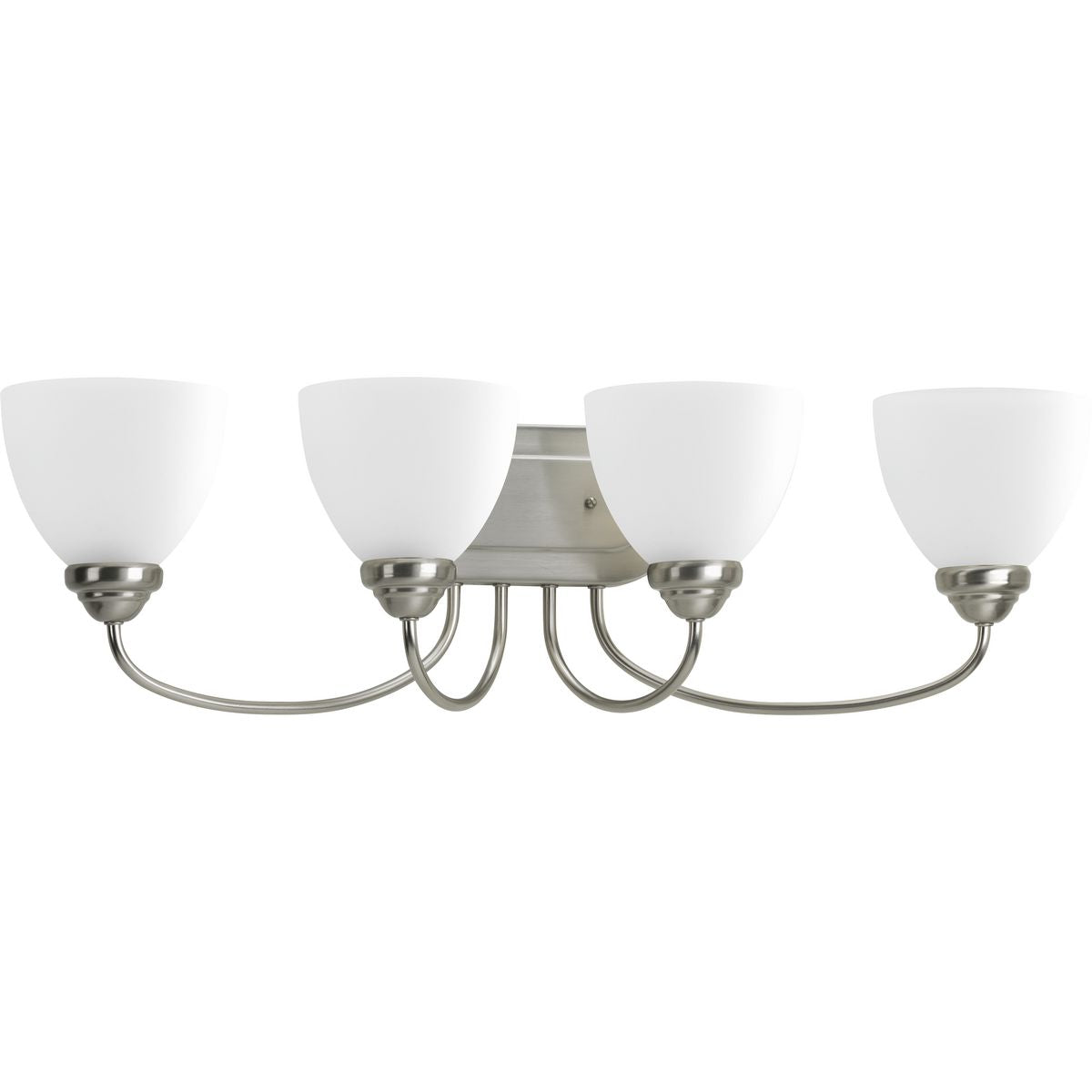 PROGRESS LIGHTING P2928-09 Heart Collection Four-Light Brushed Nickel Etched Glass Farmhouse Bath Vanity Light in Brushed Nickel