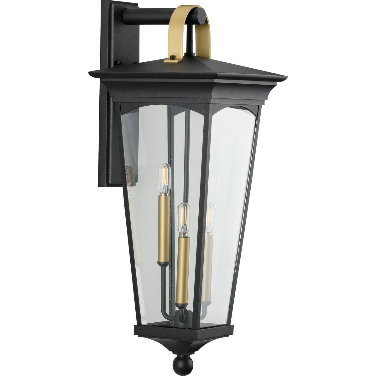 PROGRESS LIGHTING P560184-031 Chatsworth Collection Black Three-Light Large Wall Lantern in Textured Black