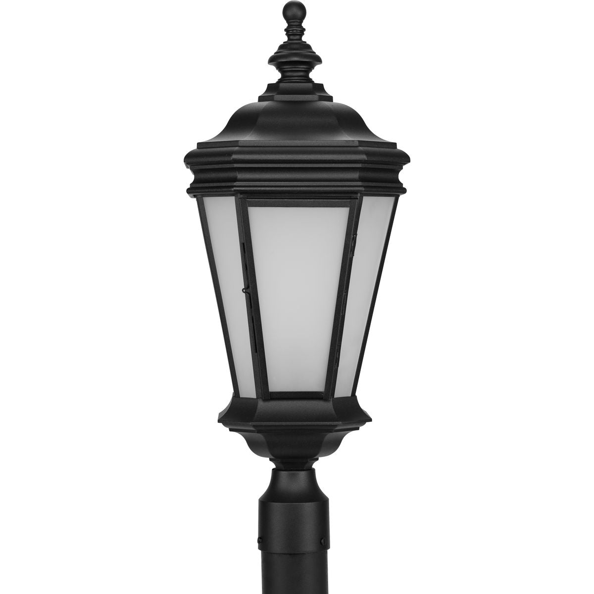 PROGRESS LIGHTING P6440-31MD Crawford Collection One-Light Traditional Textured Black Etched Glass Outdoor Post Light in Textured Black