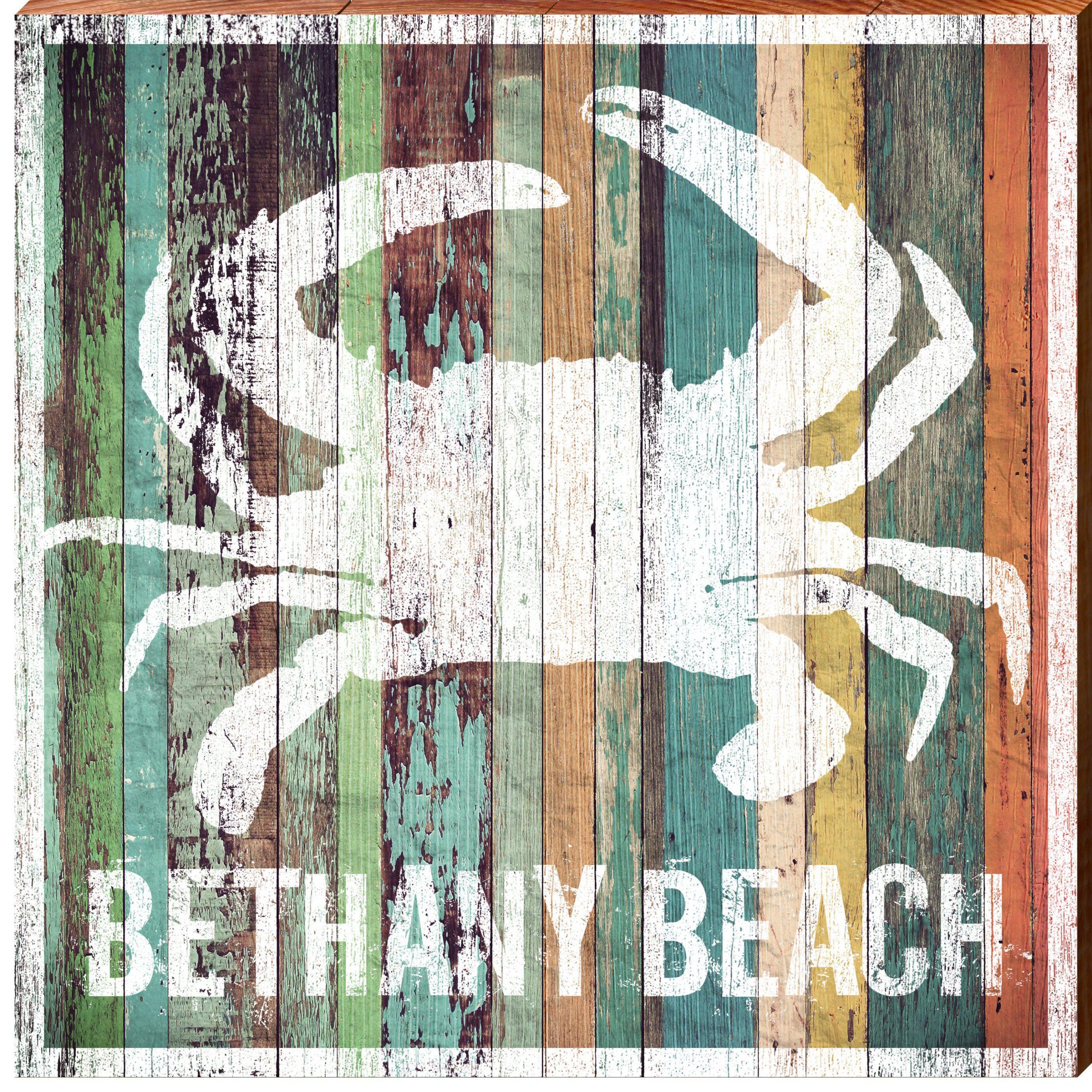 Bethany Beach Crab Orange Boards | Wall Art Print on Real Wood