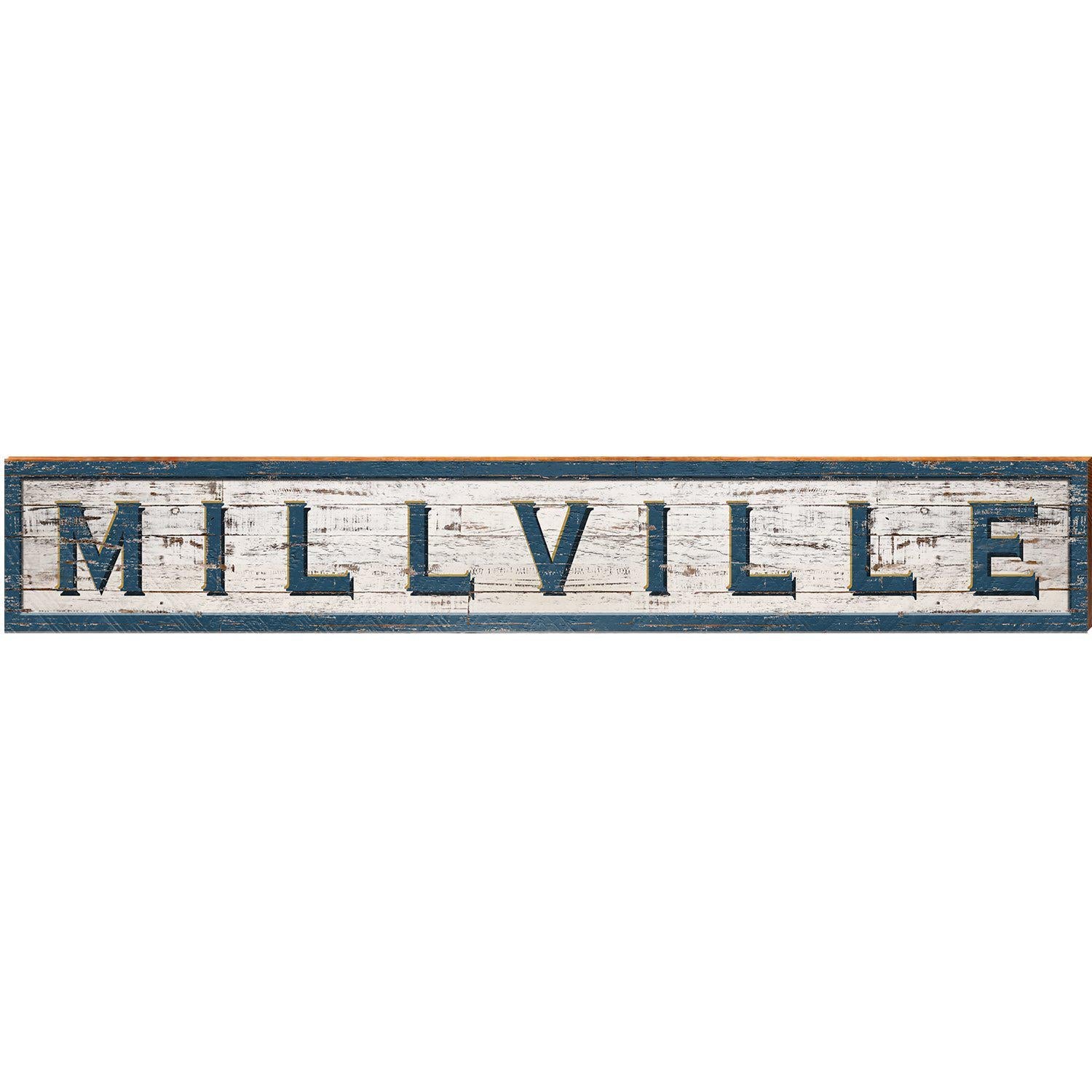 Millville Shabby Sign | Wall Art Print on Real Wood