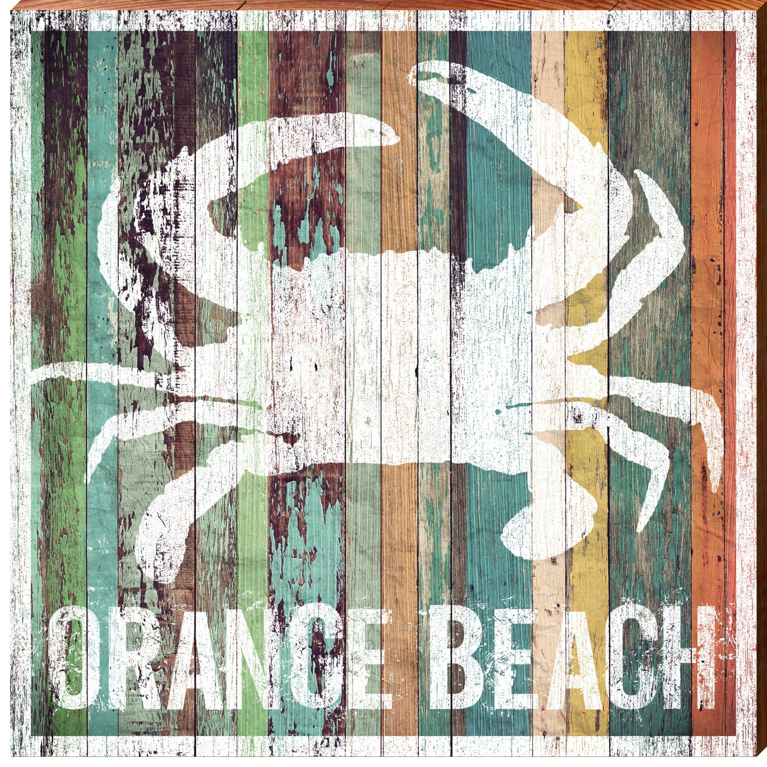 Orange Beach Crab Orange Boards | Wall Art Print on Real Wood