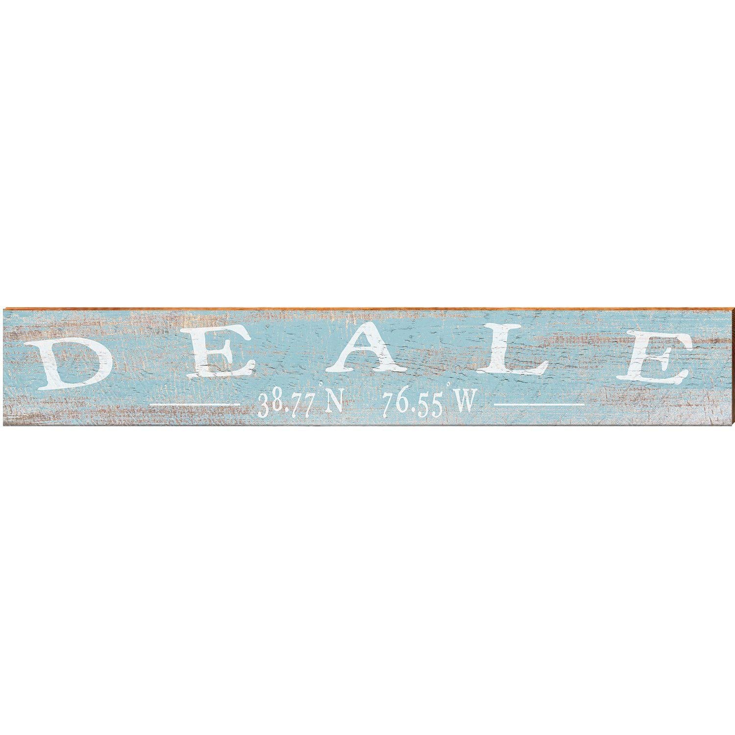 Deale Minimal Blue & White Latitude Longitude | Wall Art Print on Real Wood