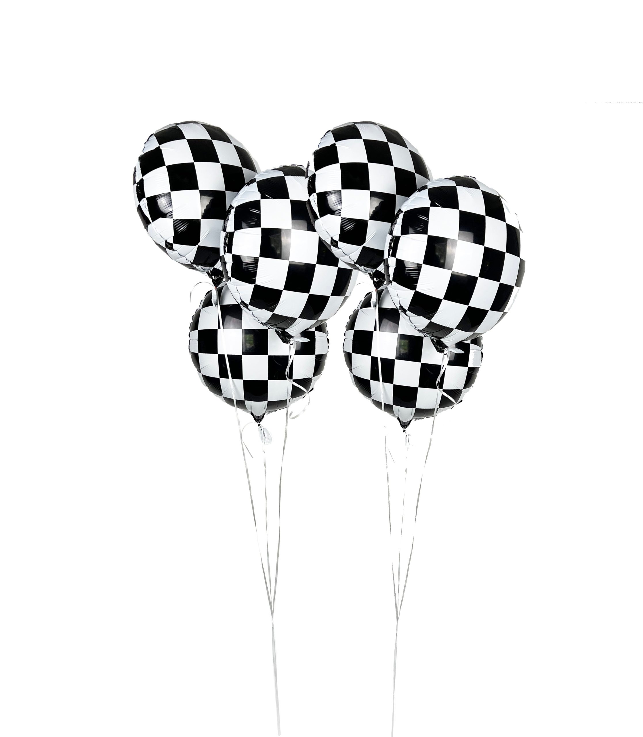 Vintage Race Car Checkered Foil Balloons, 6 Ct