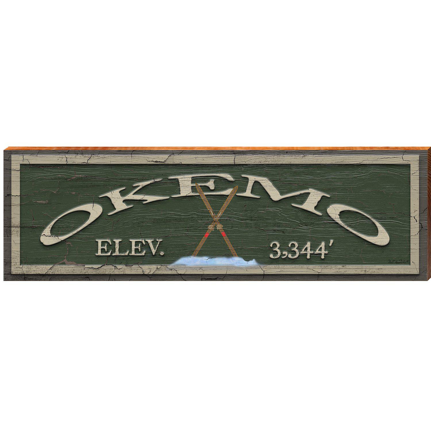 Okemo Crossed Skis Elev. 3,344′ | Wall Art Print on Real Wood