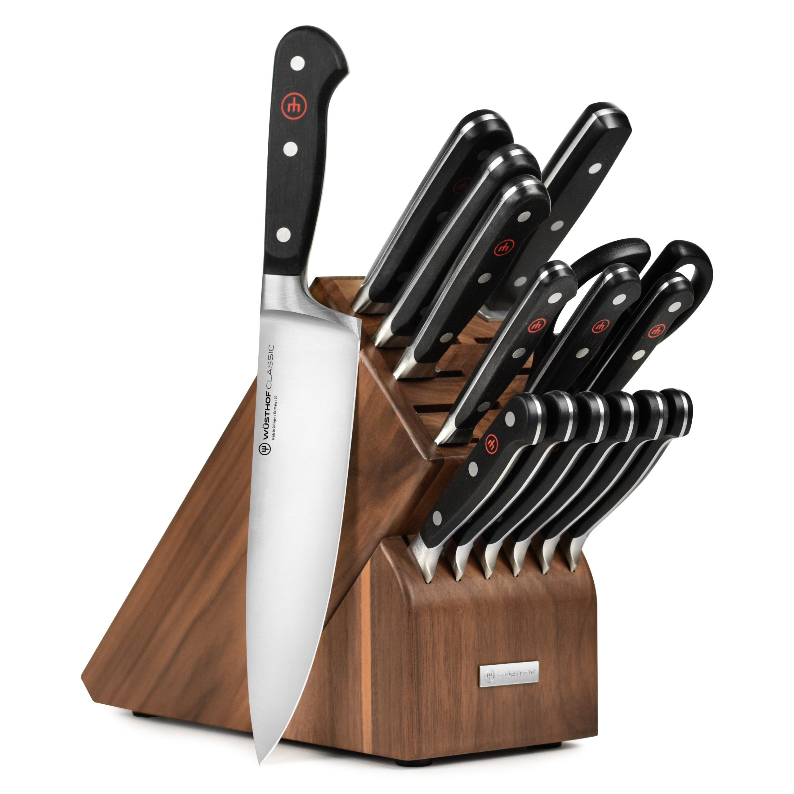 Wusthof Classic 16 Piece Walnut Knife Block Set with Forged Steak Knives