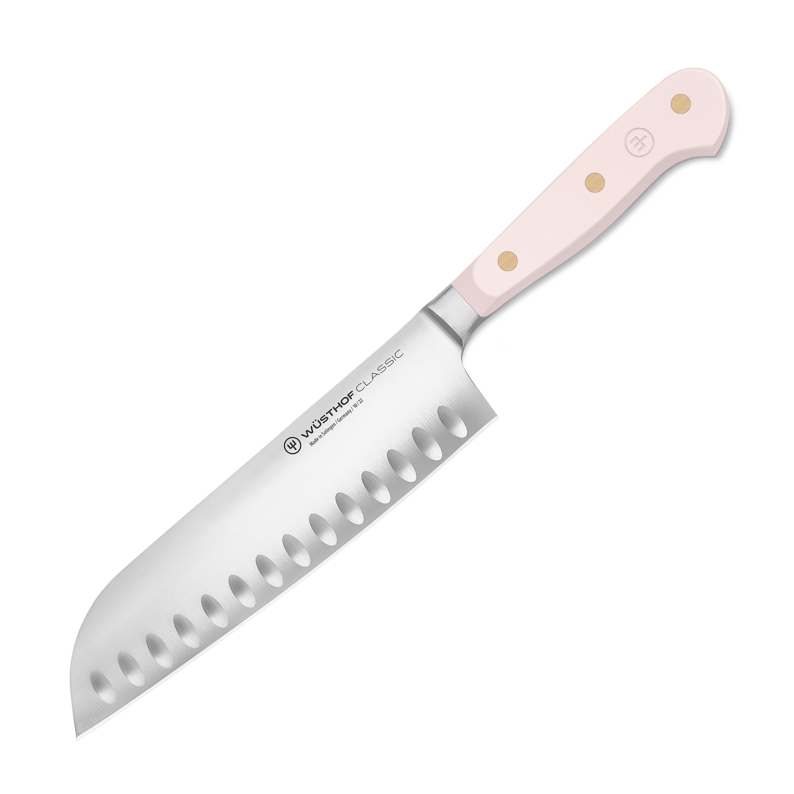 Wusthof Classic 7″ Pink Himalayan Salt Hollow Edge Santoku Knife