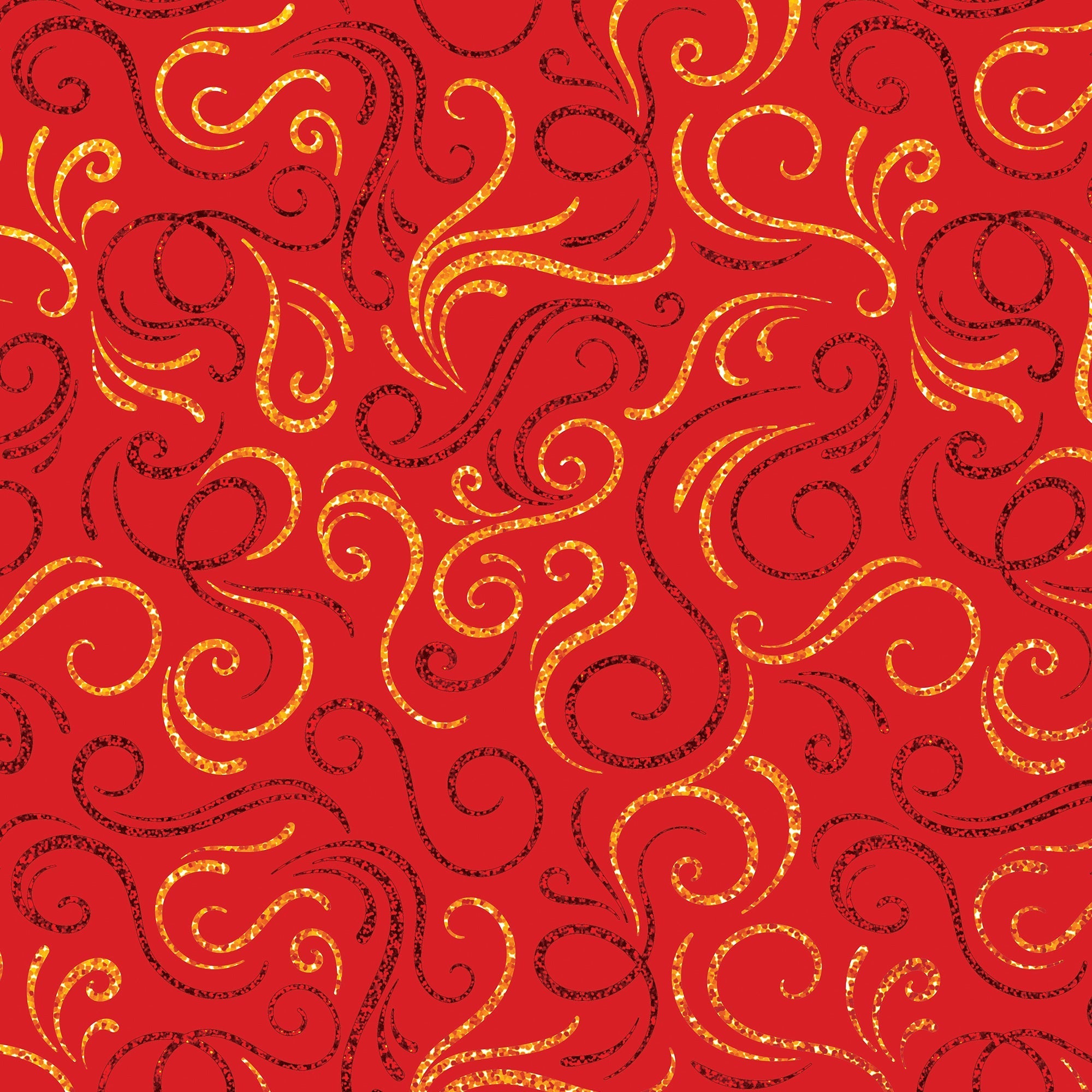 Red Gold Swirls Holographic Christmas Gift Wrap