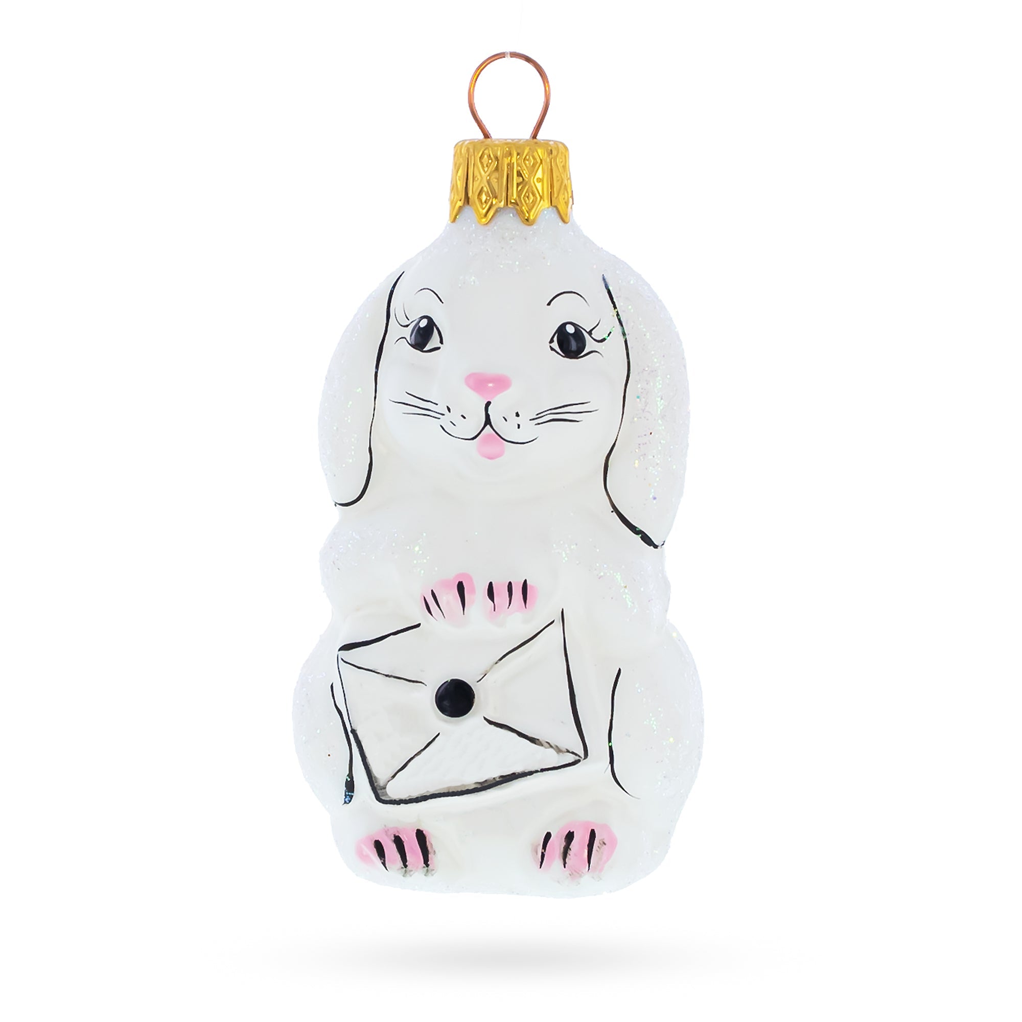 Bunny With Letter Glass Ornaments