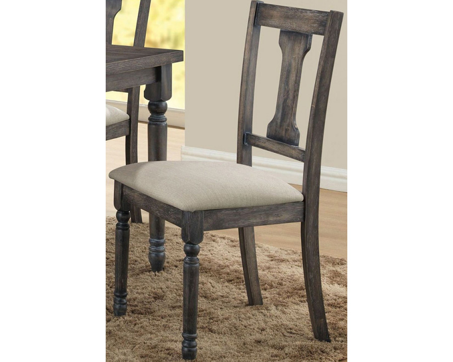 ACME – Wallace Side Chair (Set-2) in Tan Linen/Weathered Gray