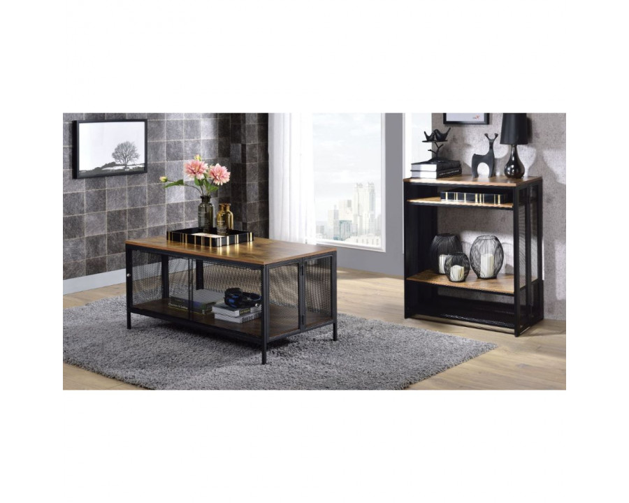 ACME – Winam Coffee Table in Antique Oak/Black