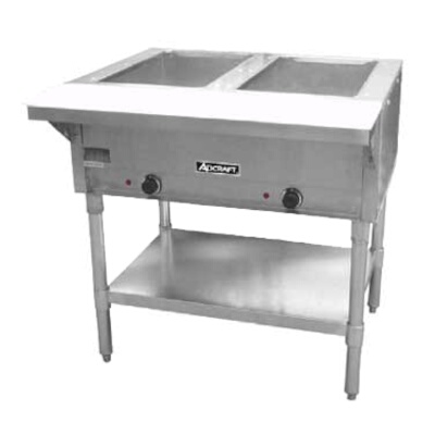 Adcraft ST-120/2 – Steam Table, 33″W, 2-well, 8″ deep open wells