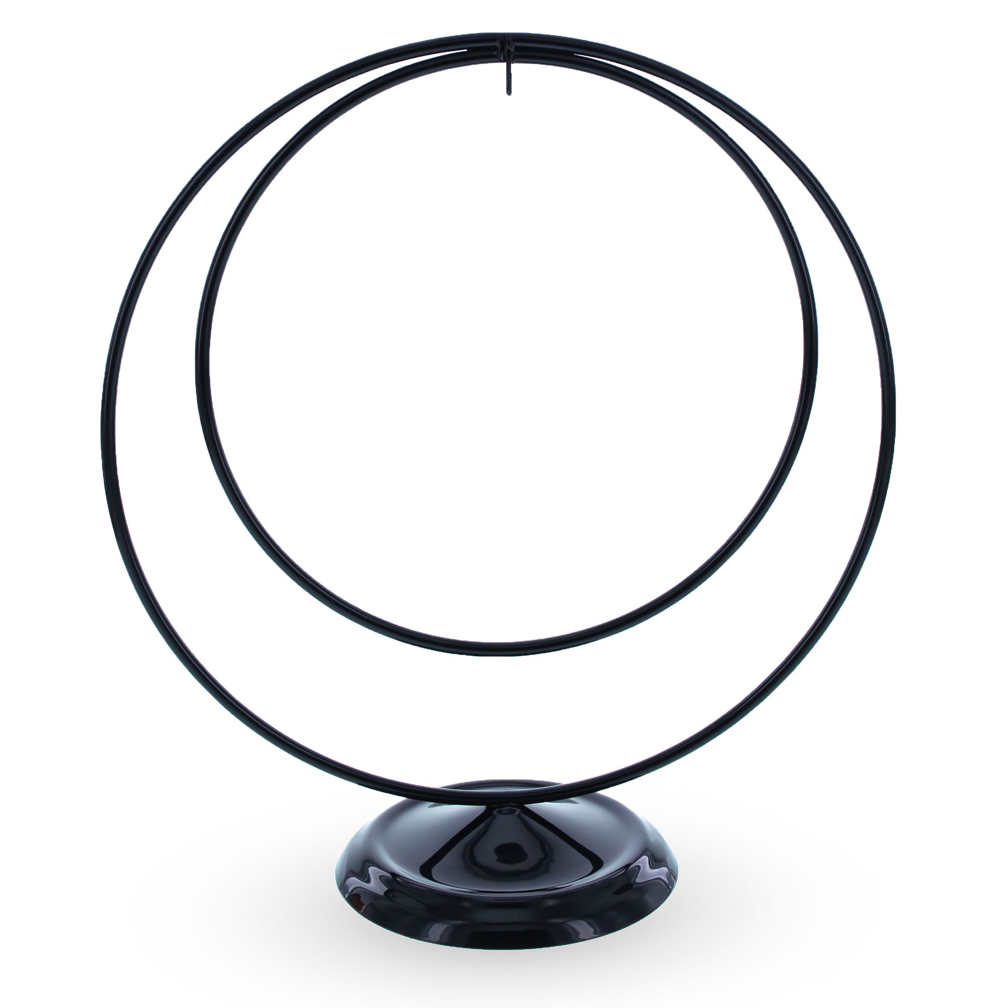 Double Circle Black Metal Solid Round Base Ornament Display Stand 8.25 Inches