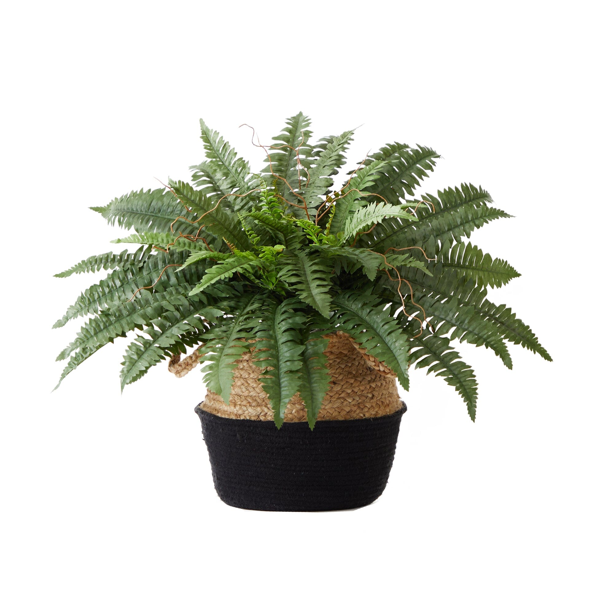 23″ Artificial Boston Fern Plant with Handmade Jute & Cotton Basket DIY KIT