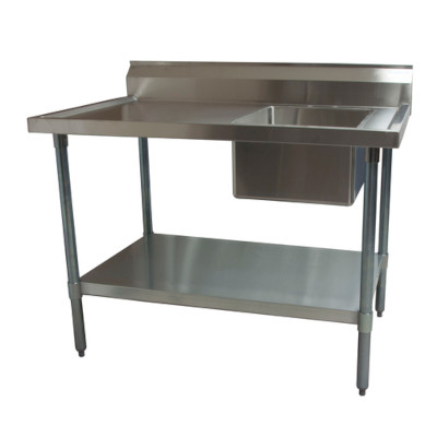 BK Resources BKMPT-3060G-R – Work Table with Prep Sink, sink on right, 60″W, faucet holes, galvanized steel base