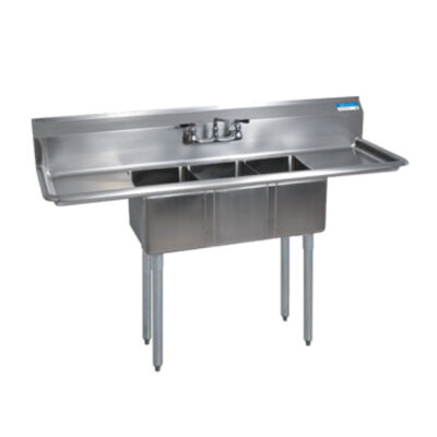 BK Resources BKS-3-1220-12-12T – Convenience Store Sink, three compartment, 18/304 SS