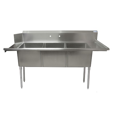 BK Resources BKSDT-3-1820-14-RS – Soiled Dishtable & Three-Compartment Sink, 72″W, right-to-left