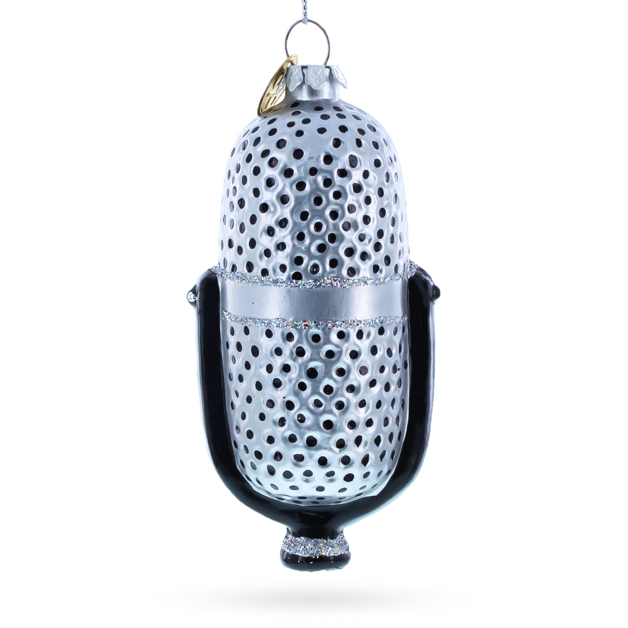 Sleek Microphone – Blown Glass Christmas Ornament