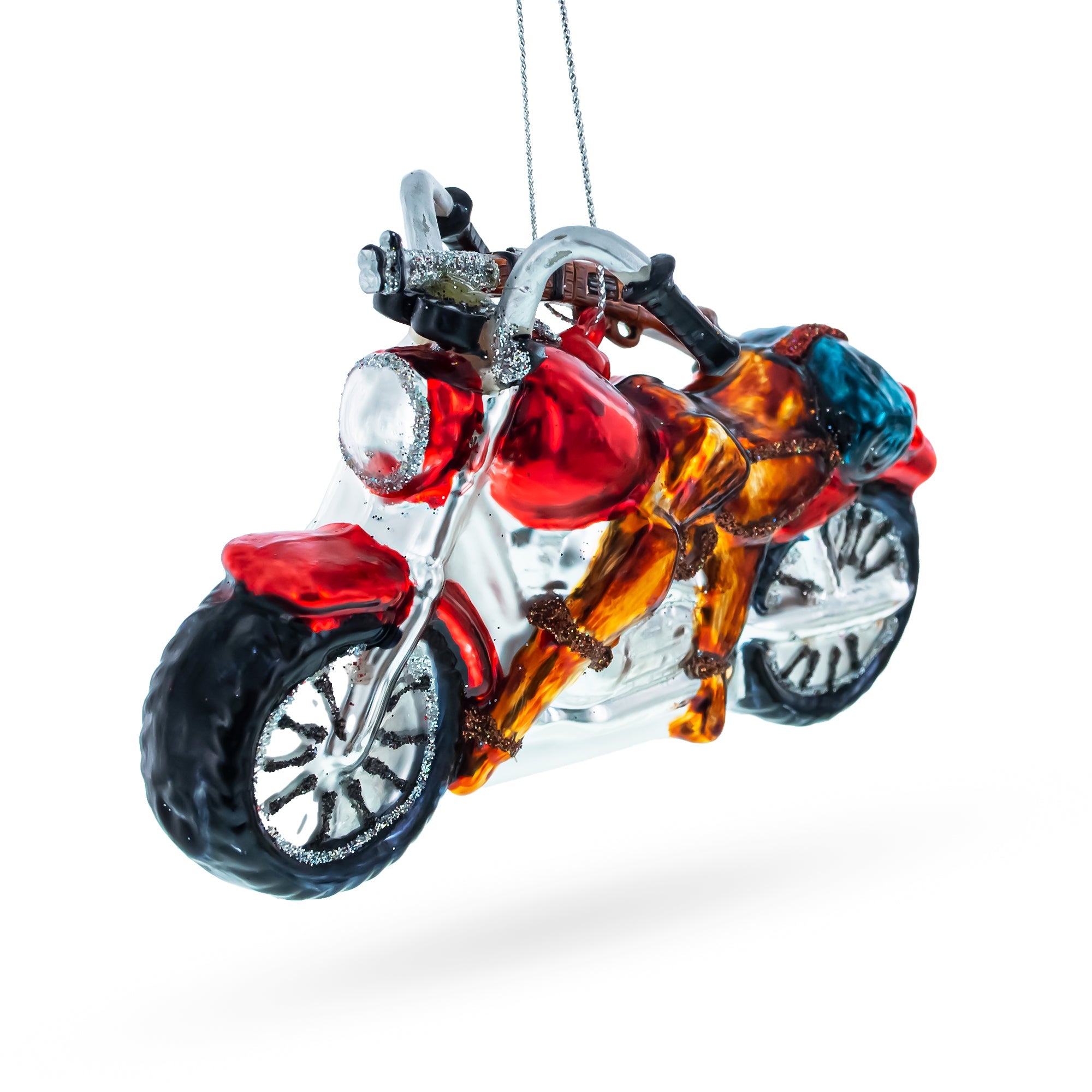 Rugged Hunter’s Motorcycle – Blown Glass Christmas Ornament