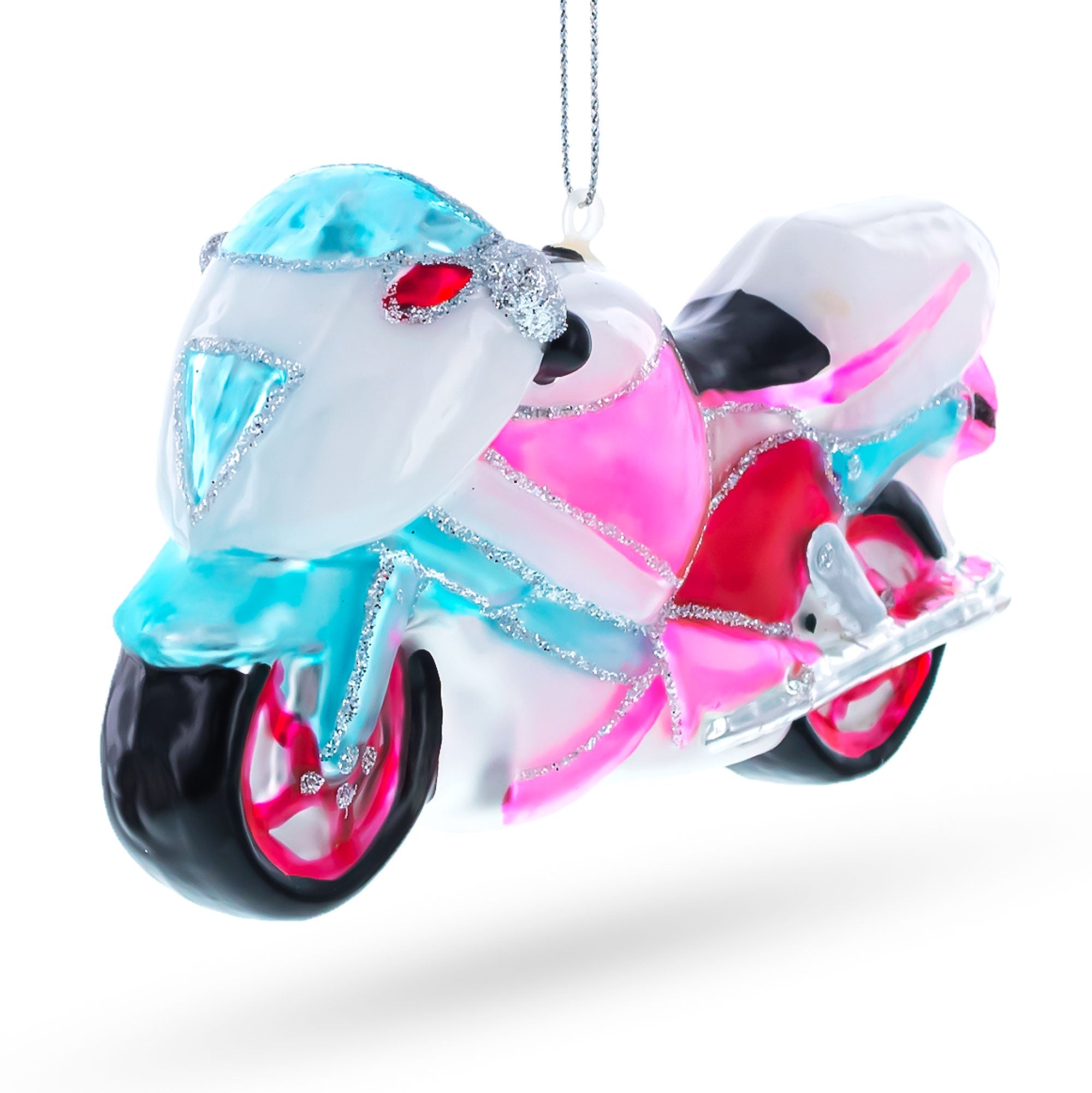 Colorful Motorcycle – Blown Glass Christmas Ornament