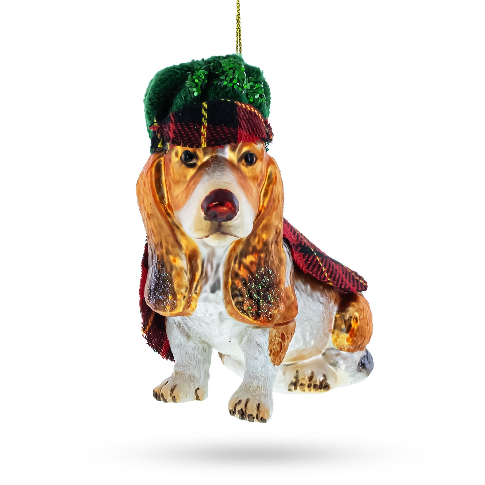 Dapper Spaniel Dog In Hat And Cape – Blown Glass Christmas Ornament